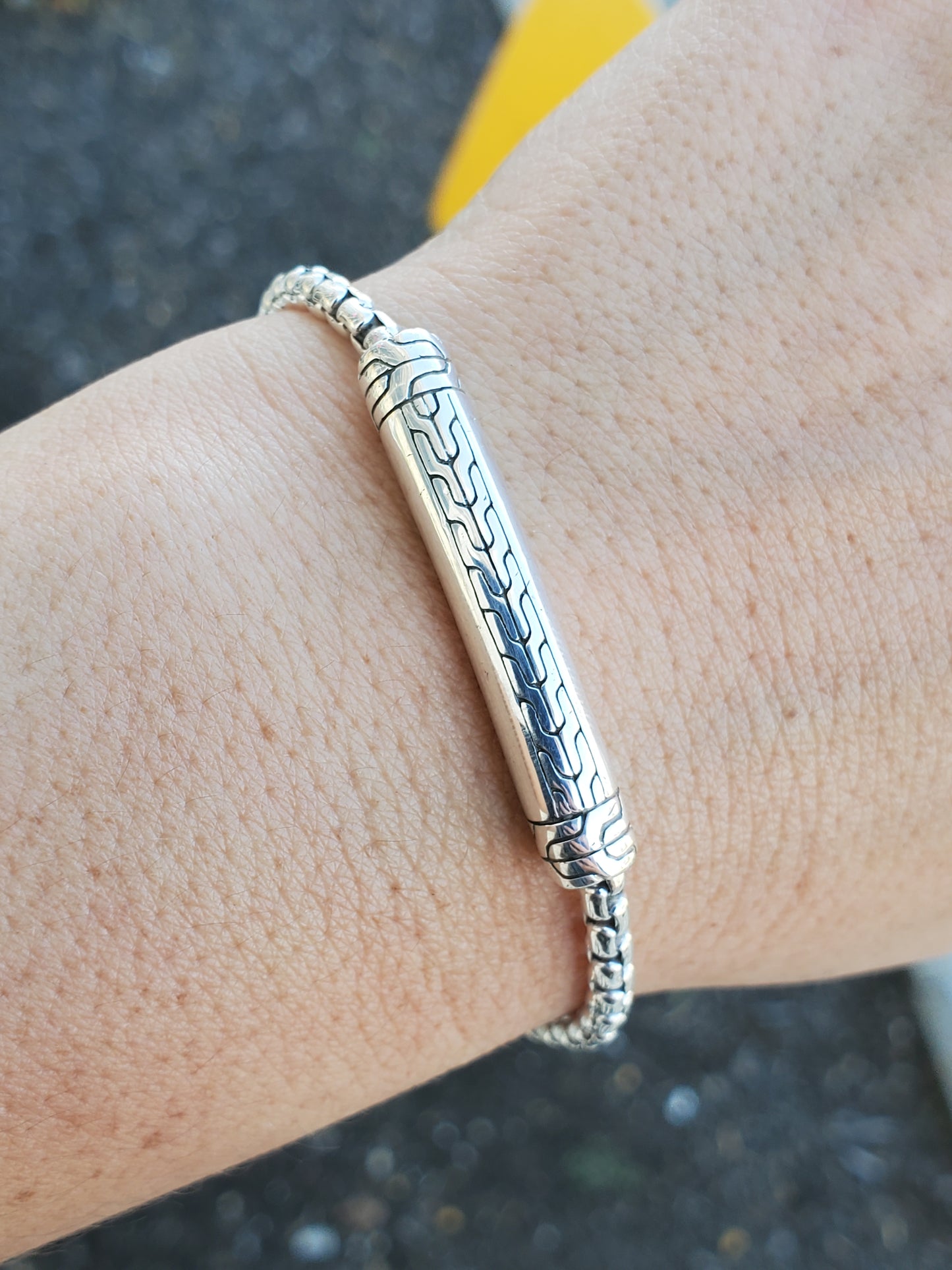 925 Sterling Silver Designer John Hardy Bar Cable Link Chain Bracelet