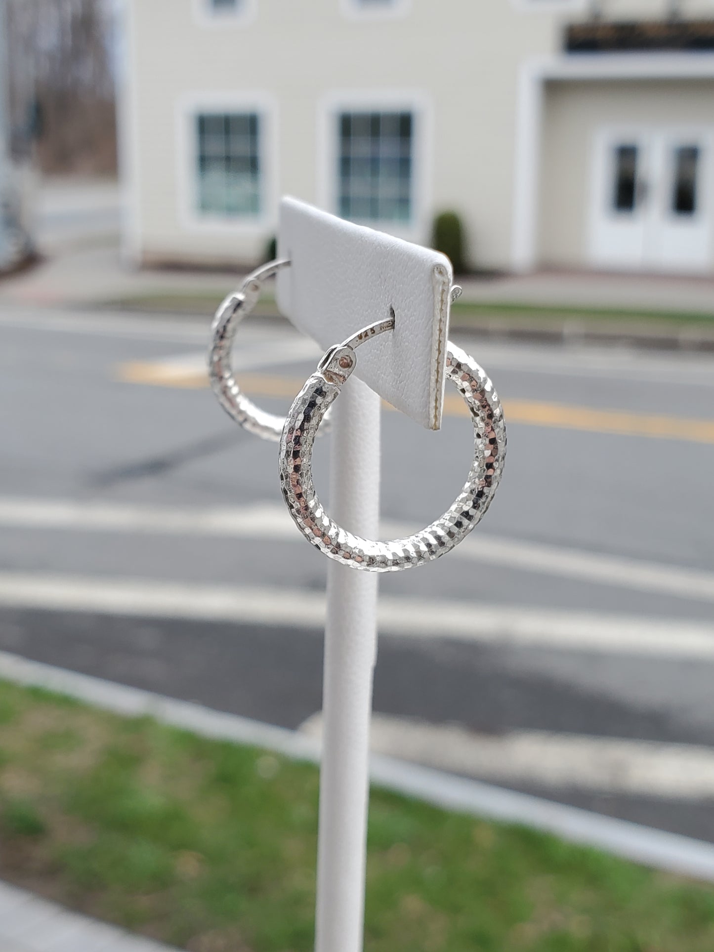 925 Sterling Silver Sparkling Prism Cut Hoop Earrings