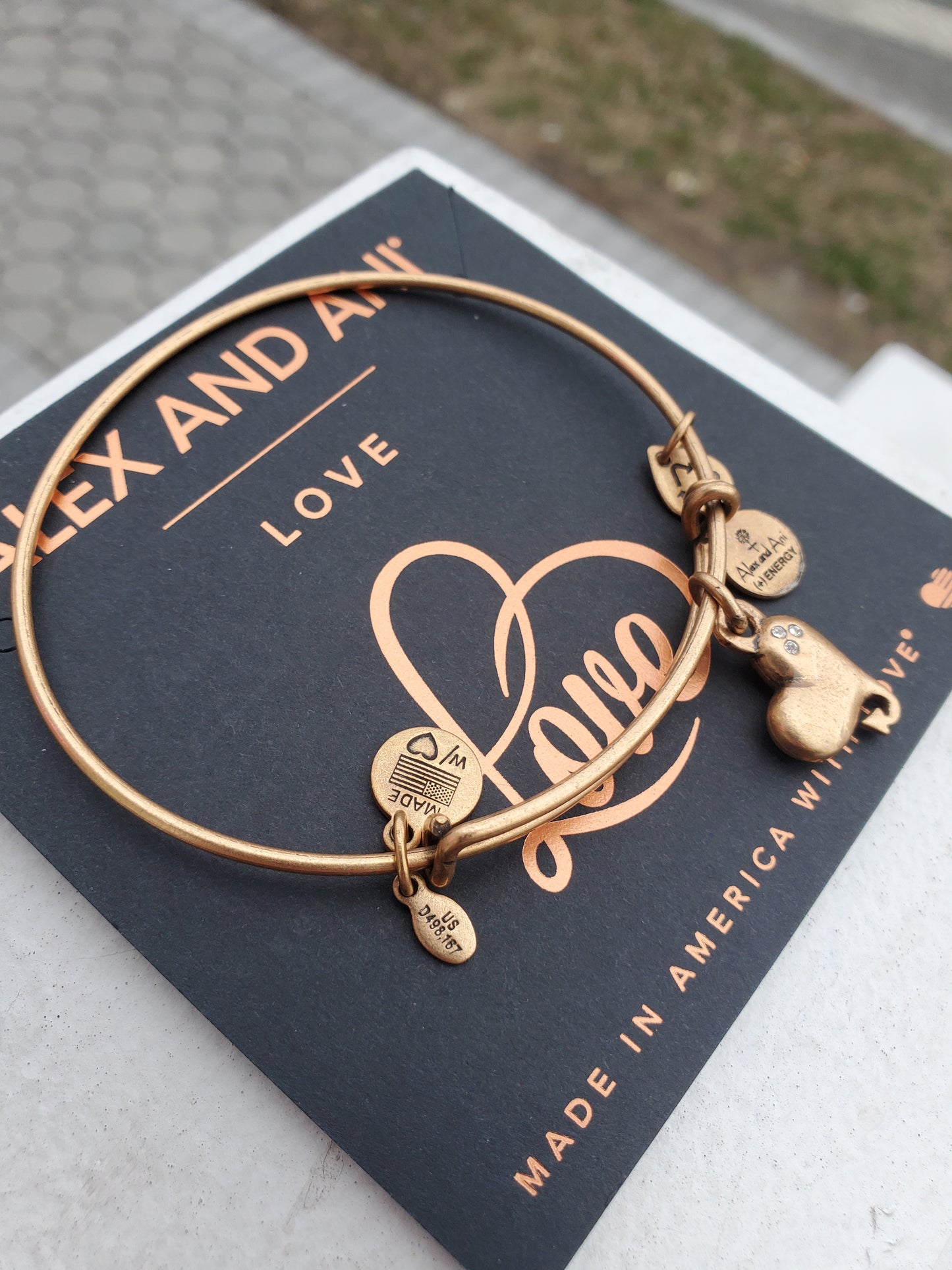 Alex and Ani Gold-tone Cupid Heart Love Charm Bracelet