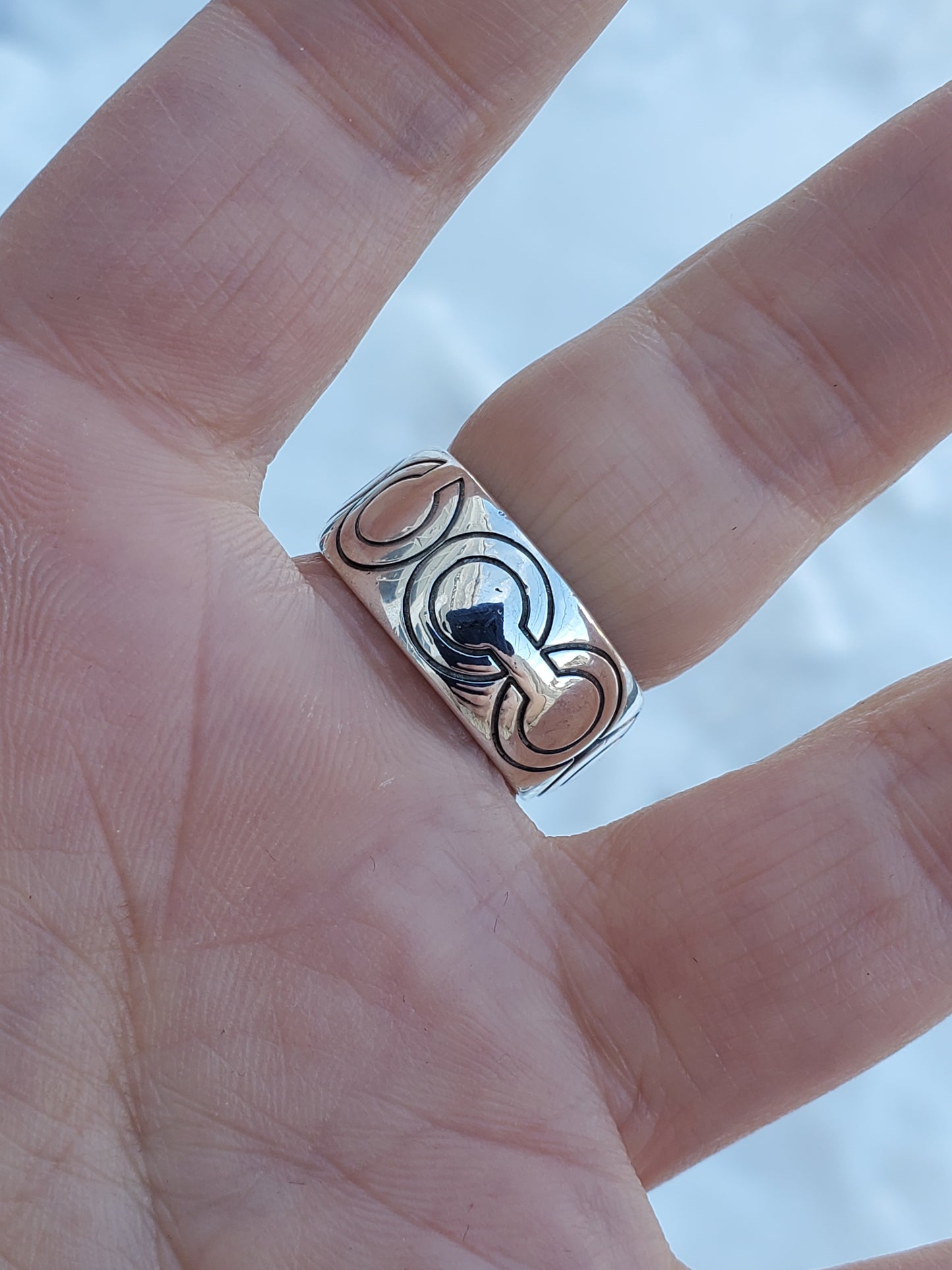 925 Sterling Silver Designer Coach Signature CC Ring