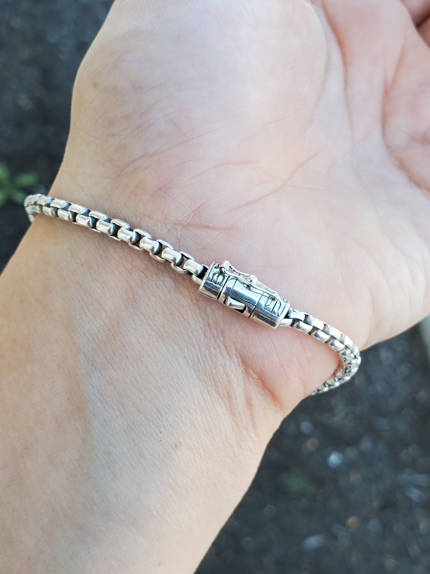 925 Sterling Silver Designer John Hardy Bar Cable Link Chain Bracelet