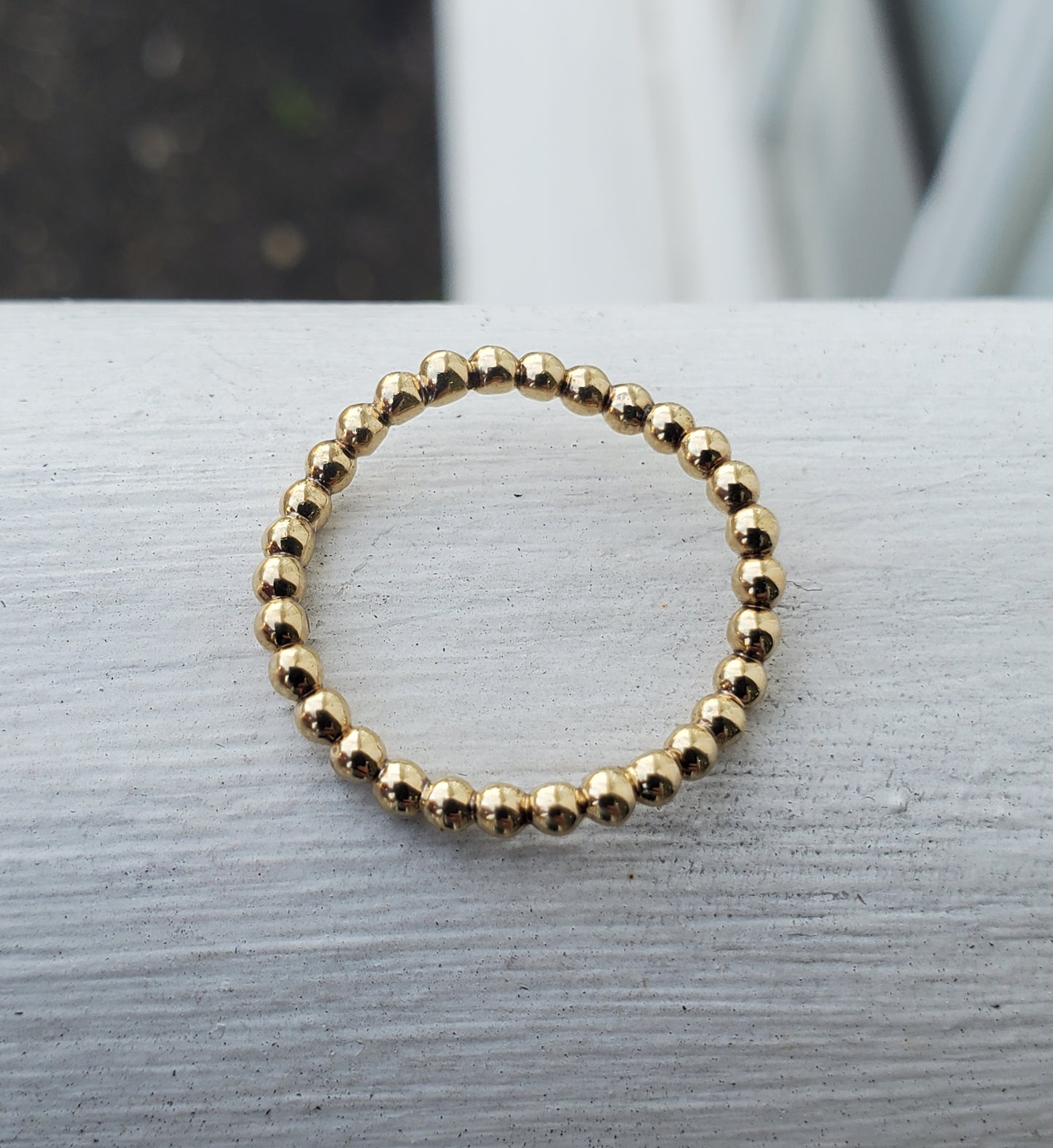 925 Sterling Silver Vermeil Beaded Wavy Eternity Band Ring