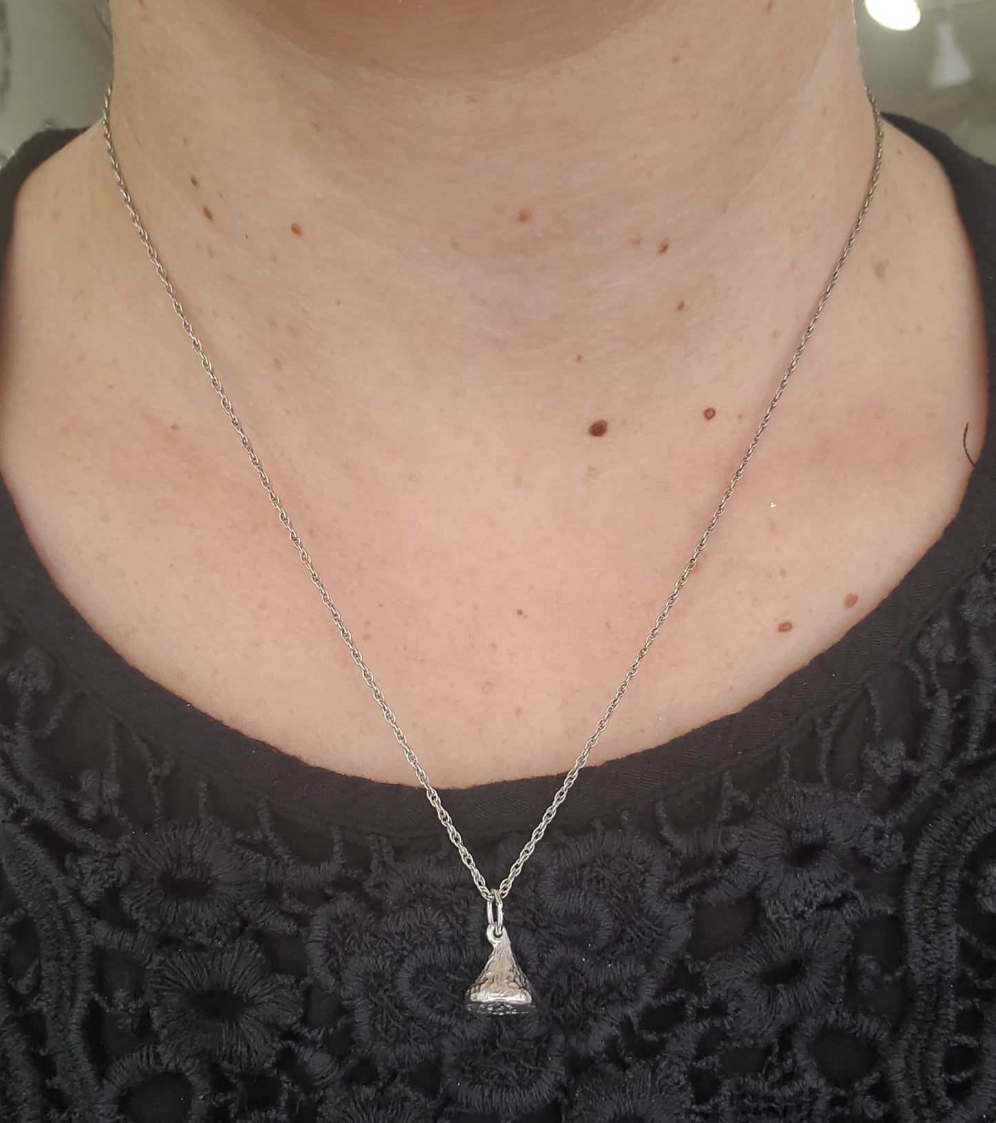 925 Sterling Silver Mini Hershey Kiss Pendant Necklace