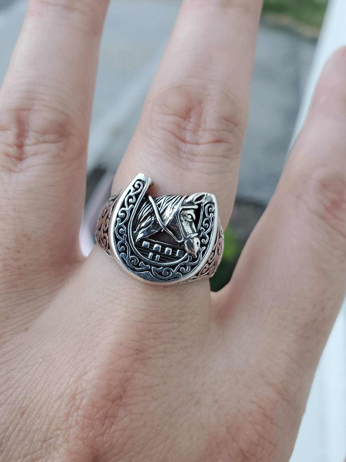 925 Sterling Silver Lucky Horse Horseshoe Ring