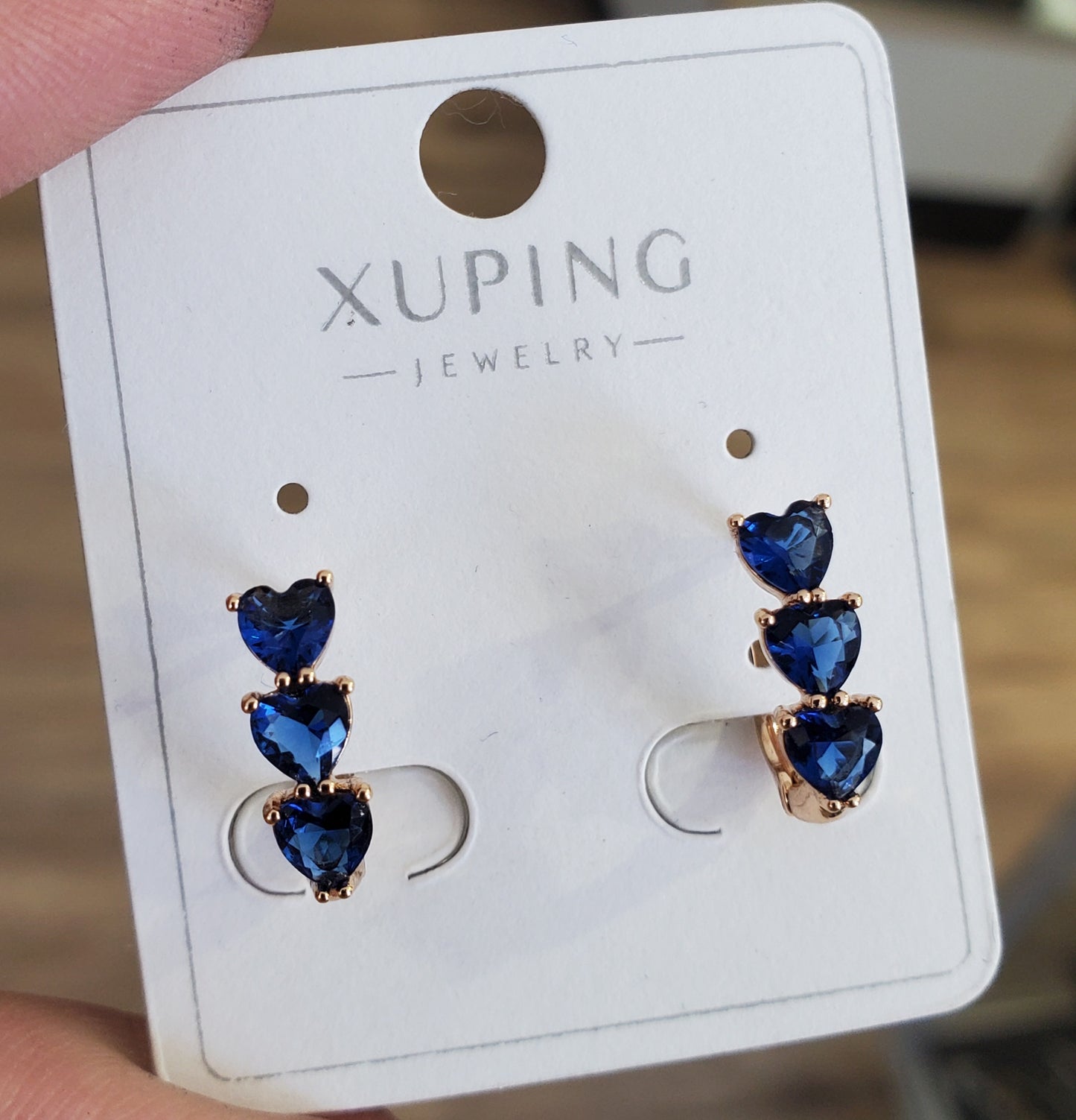 Stainless Steel Gold Plated Triple Heart Leaver-Snap Huggie Hoop Earrings