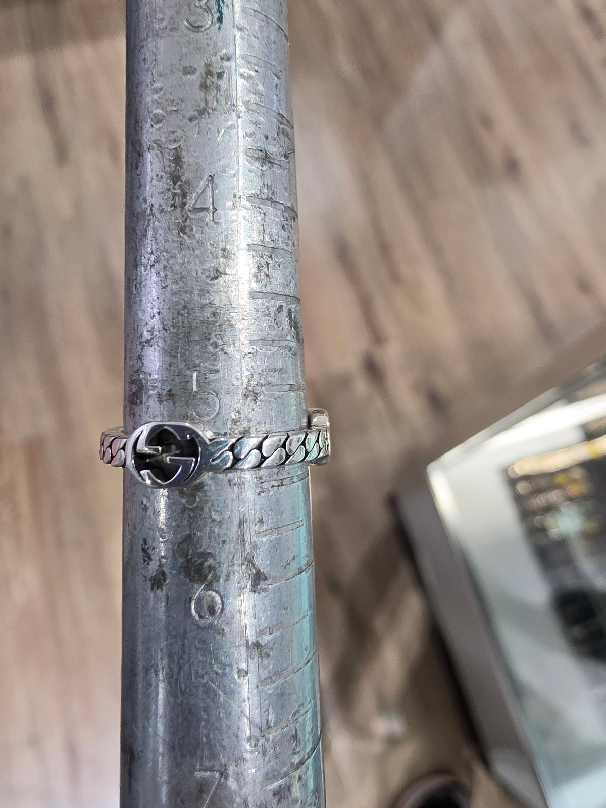 925 Sterling Silver Authentic Gucci Signature GG Cuban link band Ring