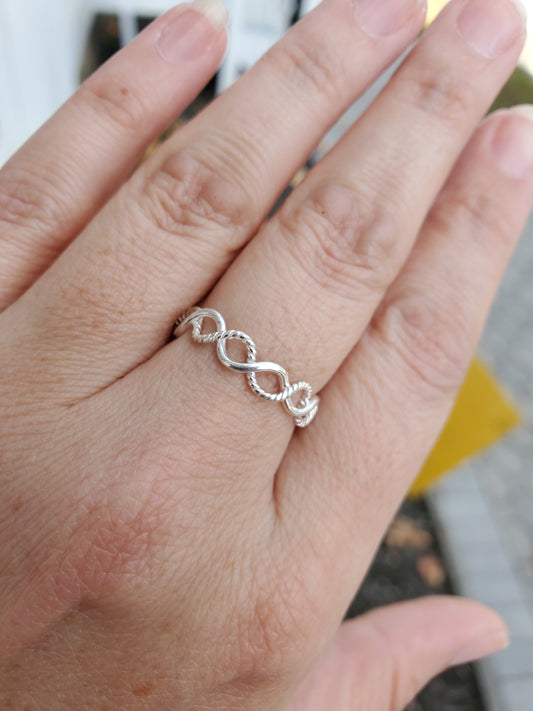 925 Sterling Silver Infinity Band Ring Classic Cable Design