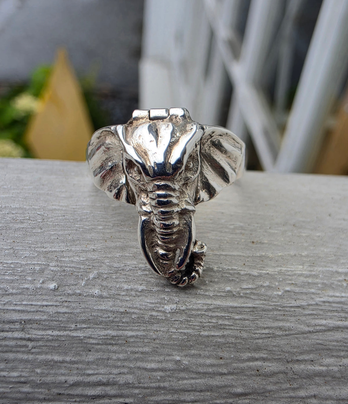 925 Sterling Silver Vintage Elephant Poison Ring
