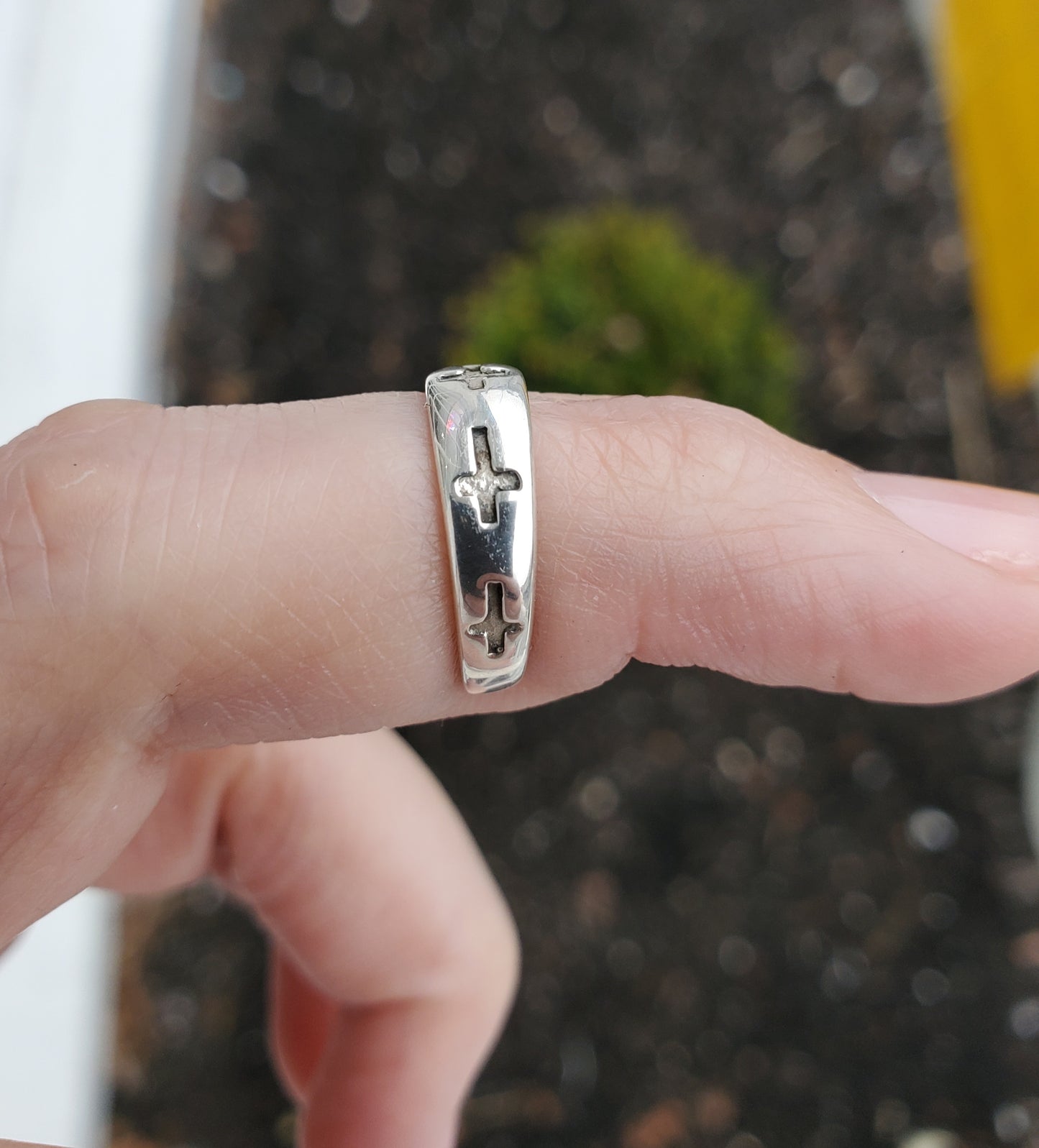 925 Sterling Silver Cross Adjustable Toe/ Mid-Finger Ring