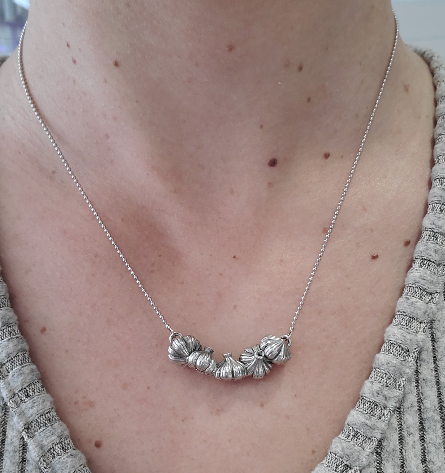 925 Sterling Silver Solid Garlic Clove Vampire Necklace