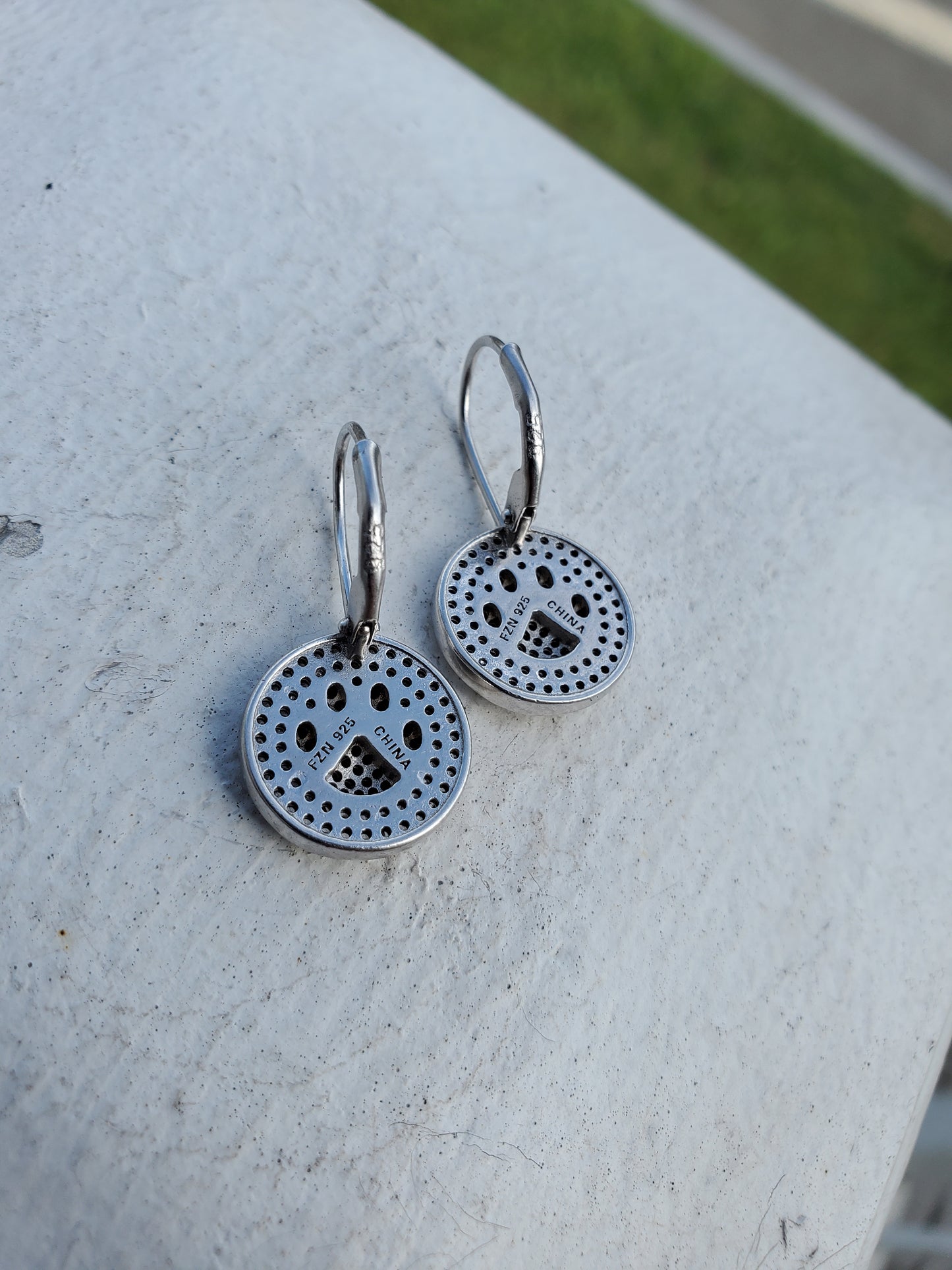925 Sterling Silver Pet Pawprint Black & Clear Zirconia Leaverback Earrings