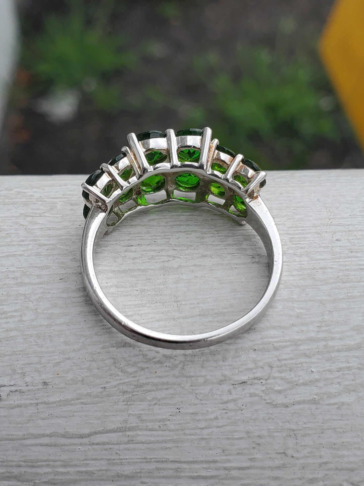925 Sterling Silver Chrome Diopside Cluster Ring