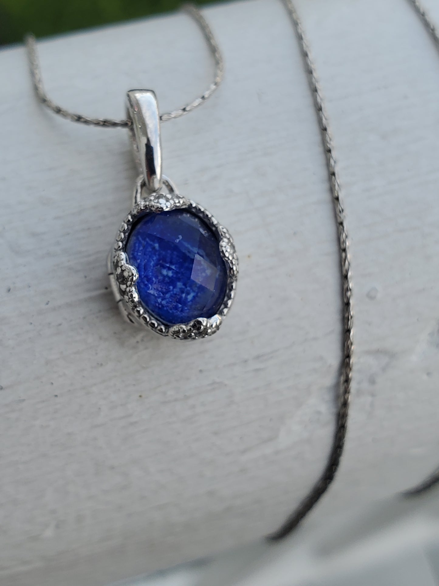 925 Sterling Silver Designer With You Blue Dichroic Glass Small Locket Charm Necklace