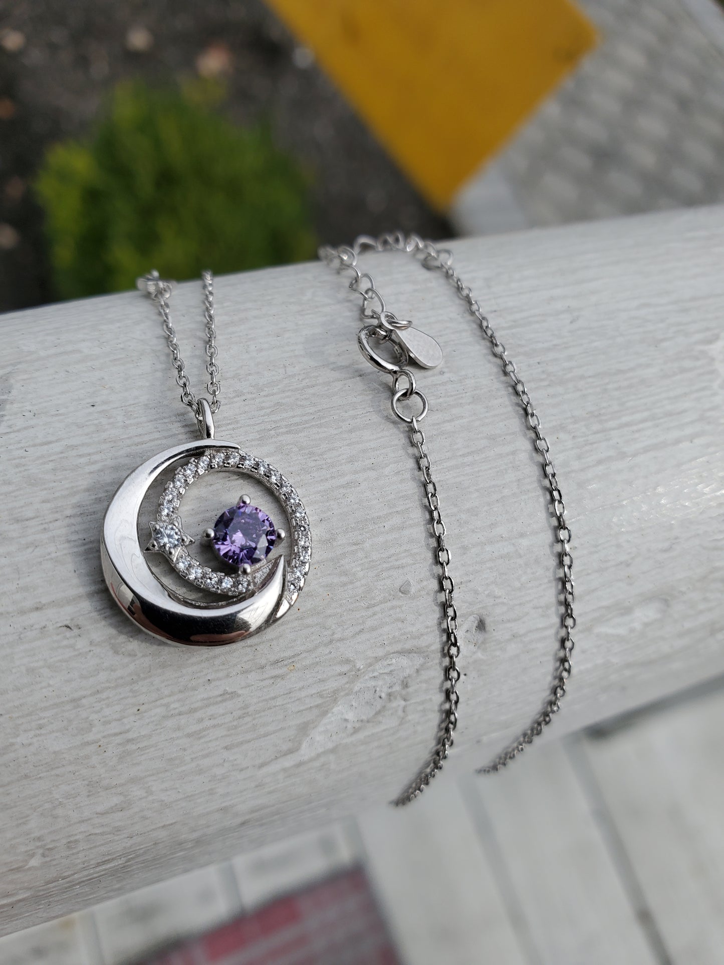 925 Sterling Silver Event Horizon Circular Galaxy Star Necklace
