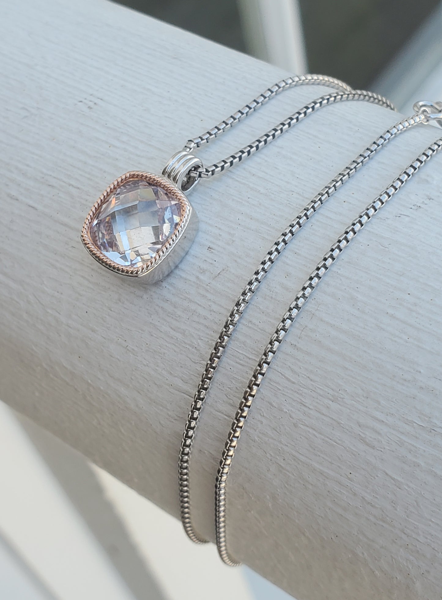 925 Sterling Silver Designer Elle Cushion Cut Zirconia Statement Necklace