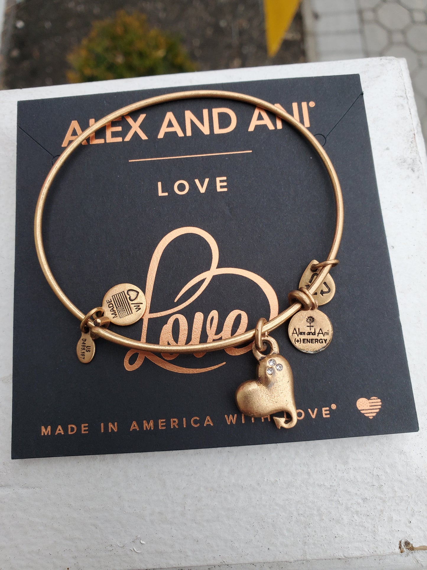 Alex and Ani Gold-tone Cupid Heart Love Charm Bracelet