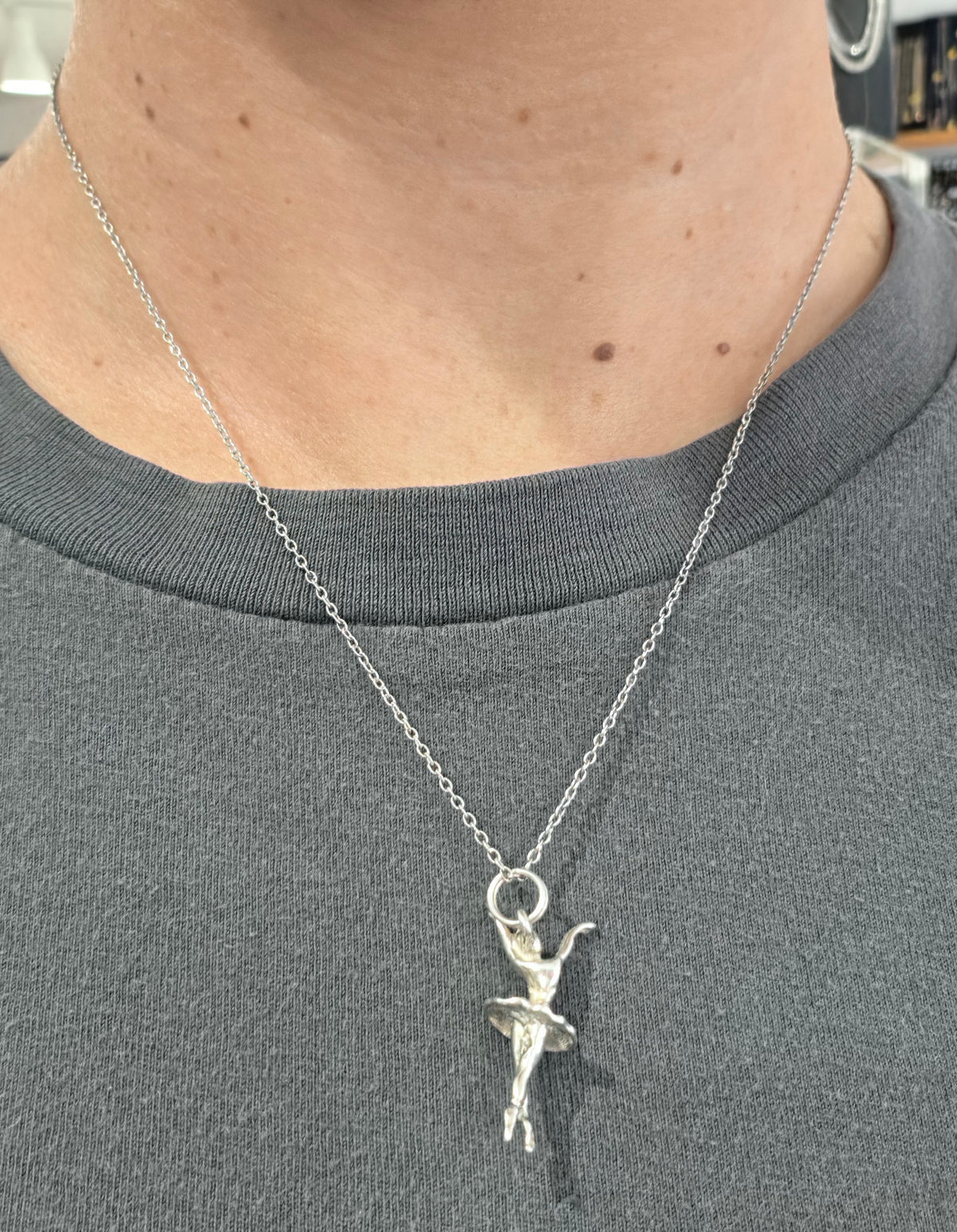 925 Sterling Silver 3D Ballerina Dancer Charm Pendant Necklace