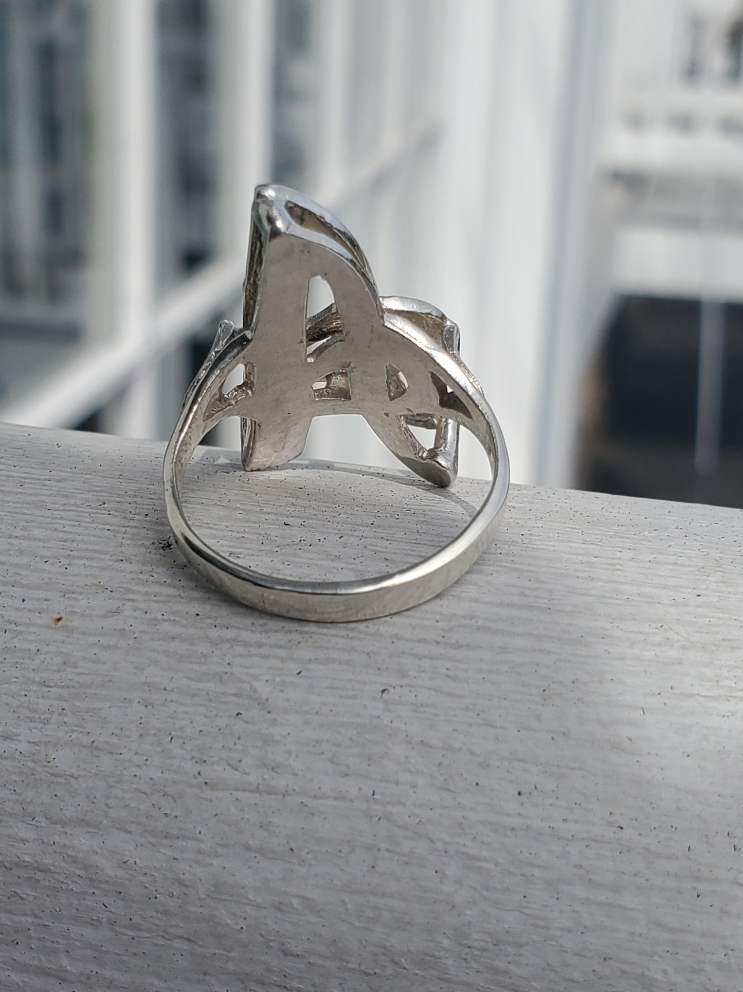 Sterling Silver Vintage Double Plated A Initial Ring sz:8