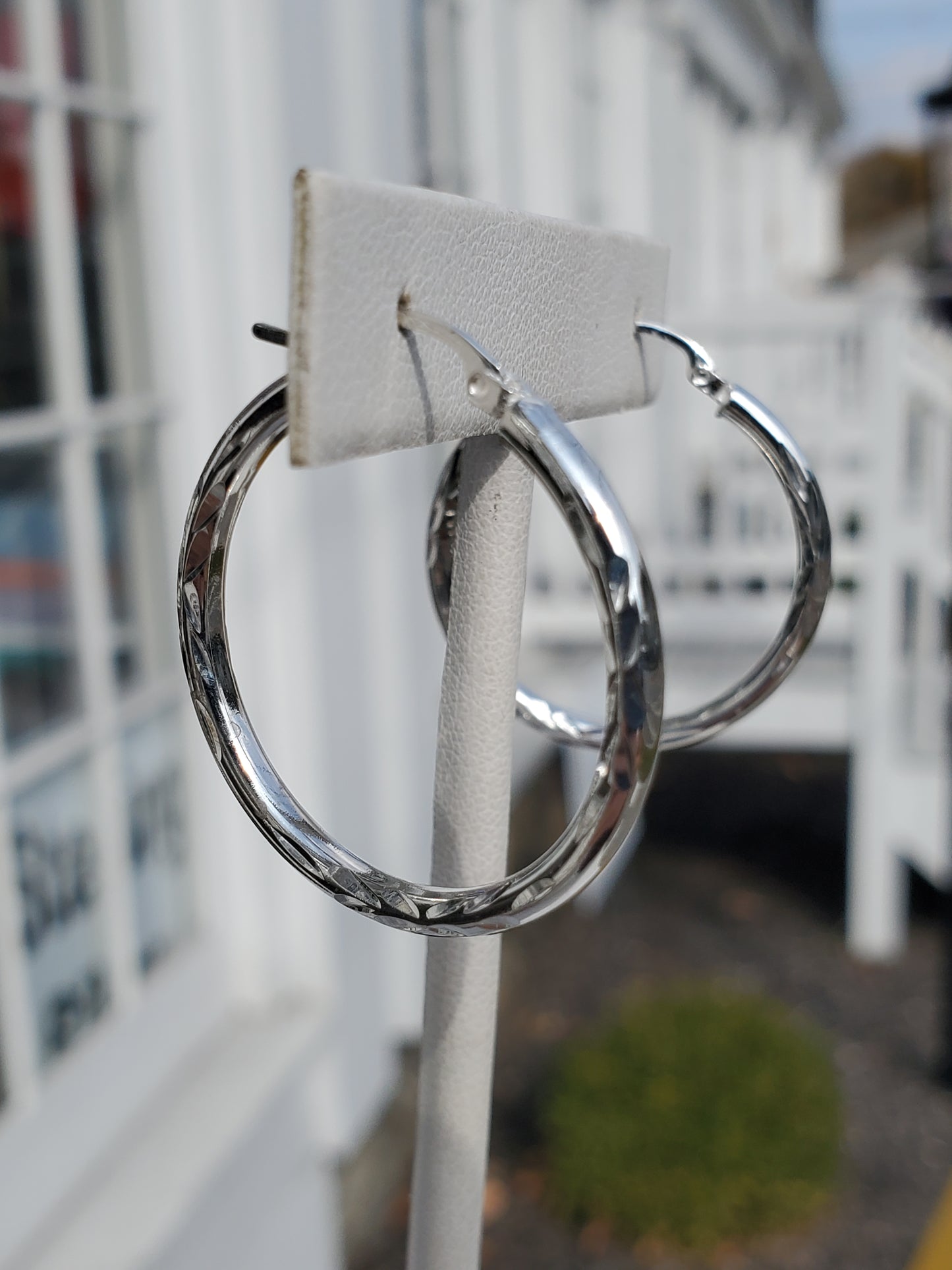 925 Sterling Silver Diamond Cut 30mm Hoop Earrings