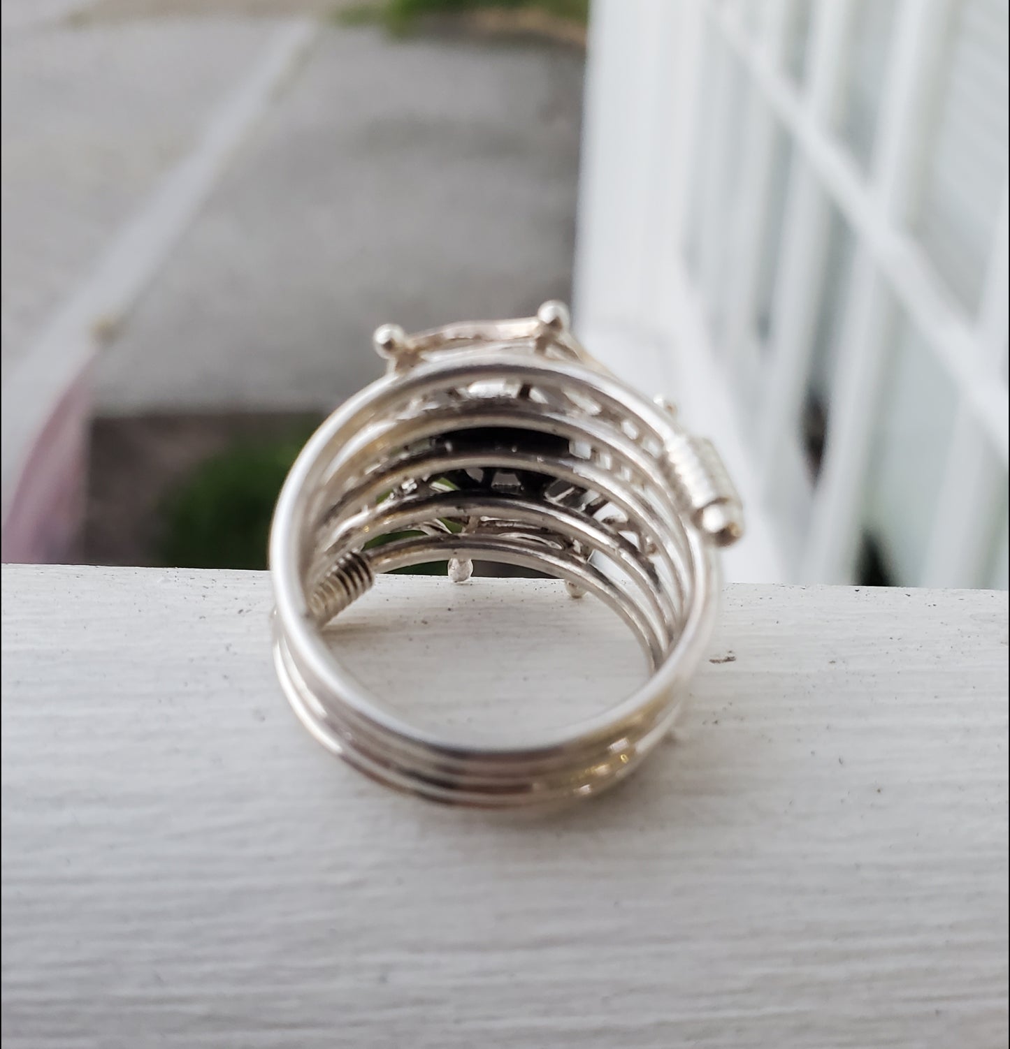 925 Sterling Silver Ying & Yang Spiderweb Swirl Ring