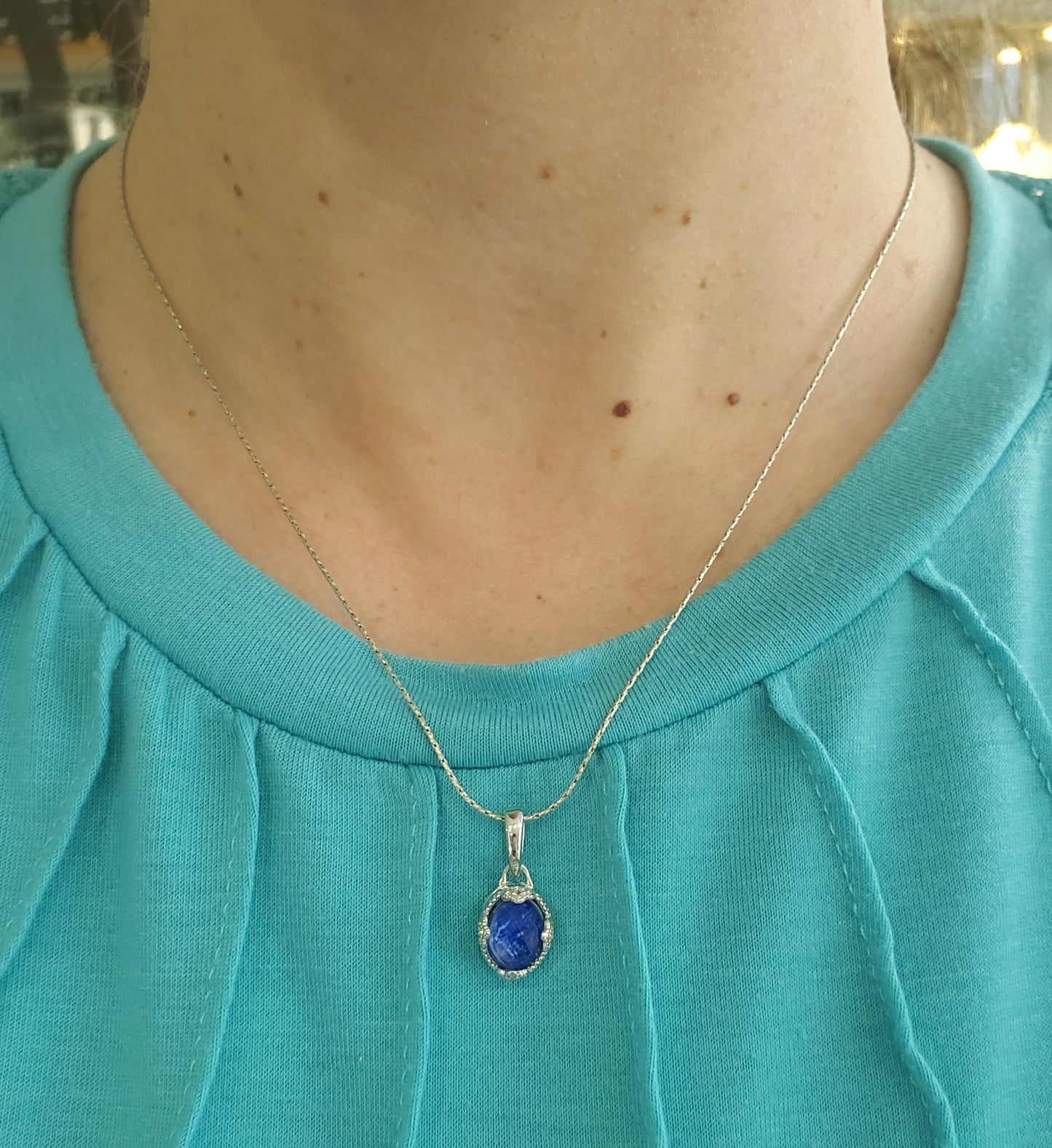 925 Sterling Silver Designer With You Blue Dichroic Glass Small Locket Charm Necklace