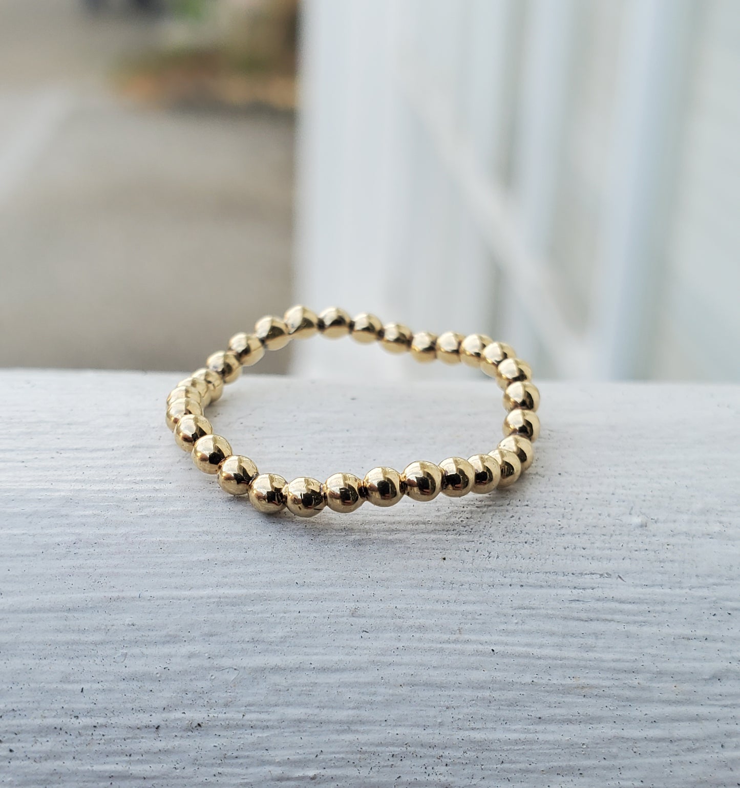 925 Sterling Silver Vermeil Beaded Wavy Eternity Band Ring