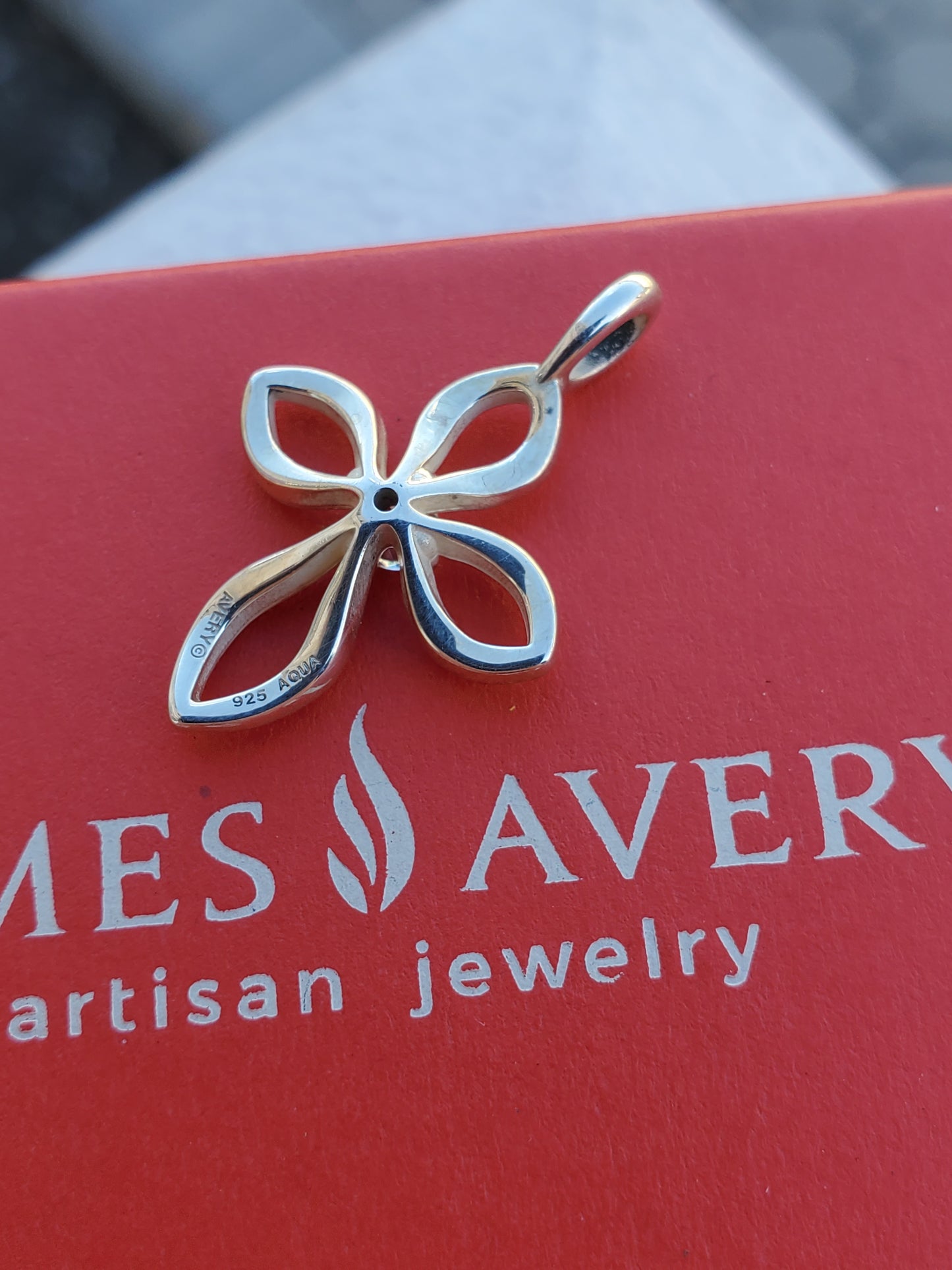 925 Sterling Silver Designer James Avery Aquamarine Cross Pendant Charm Necklace