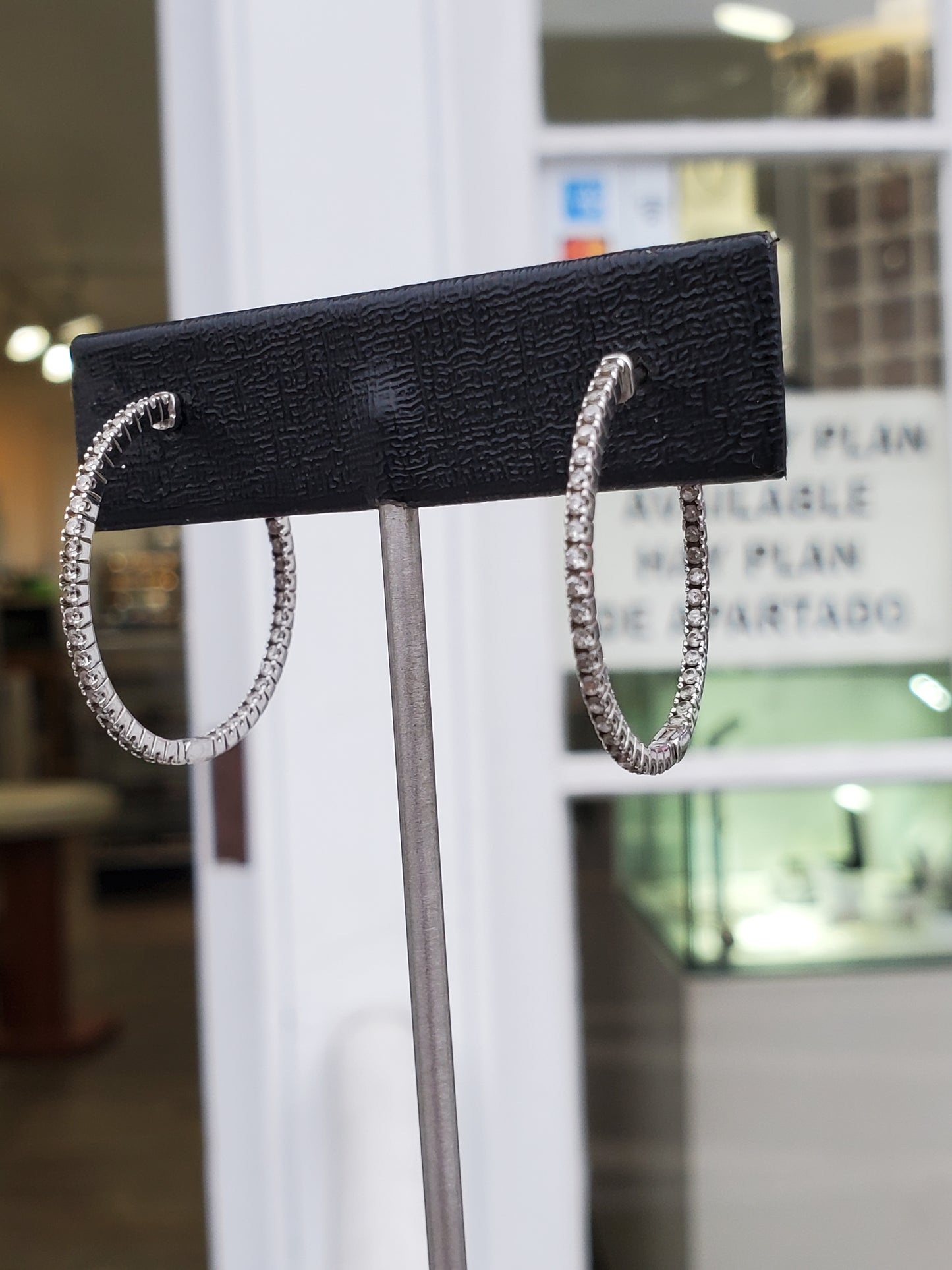 925 Sterling Silver 25mm CZ Zirconia Hoop Earrings