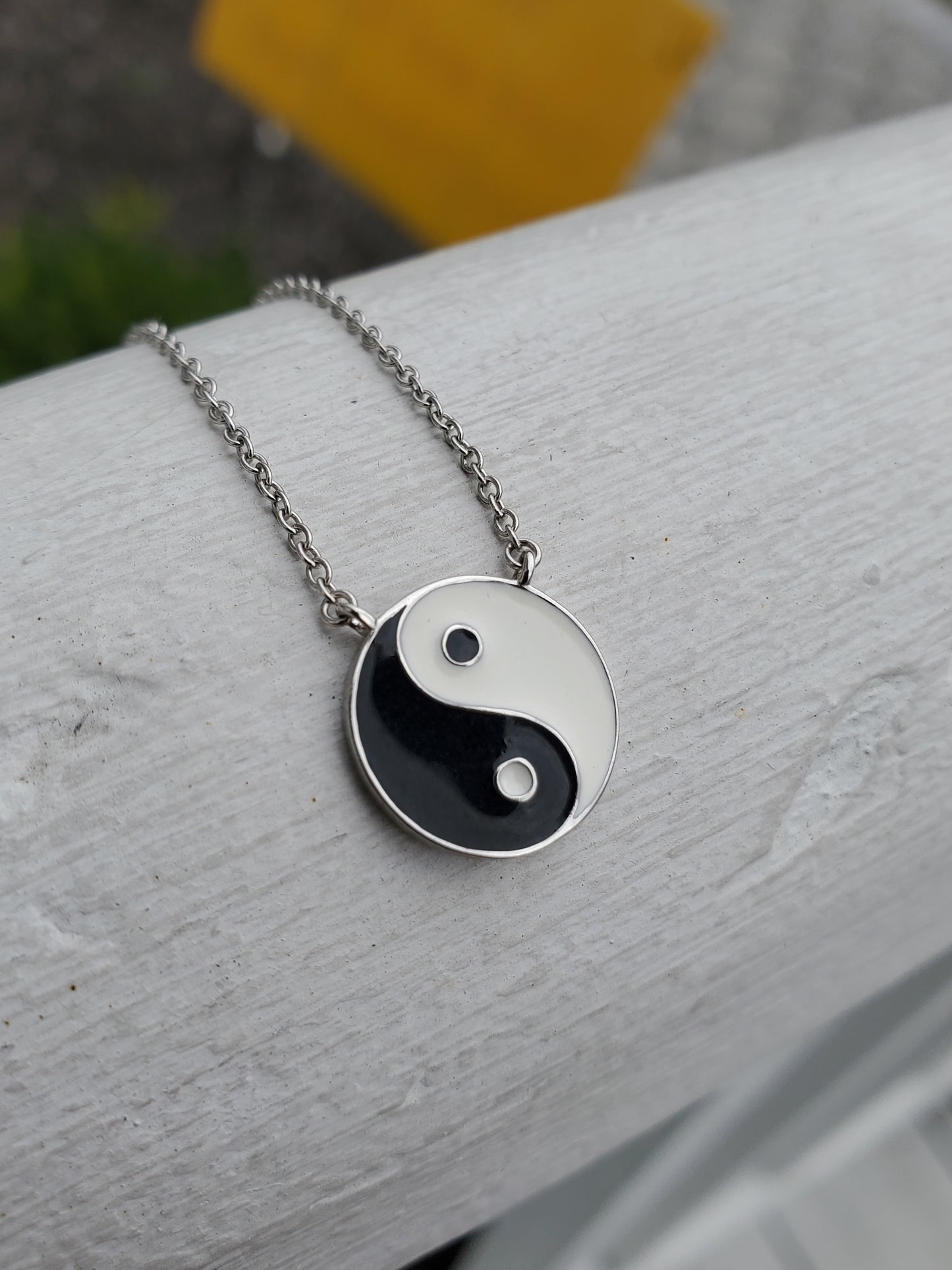 925 Sterling Silver Ying & Yang Enamel Necklace