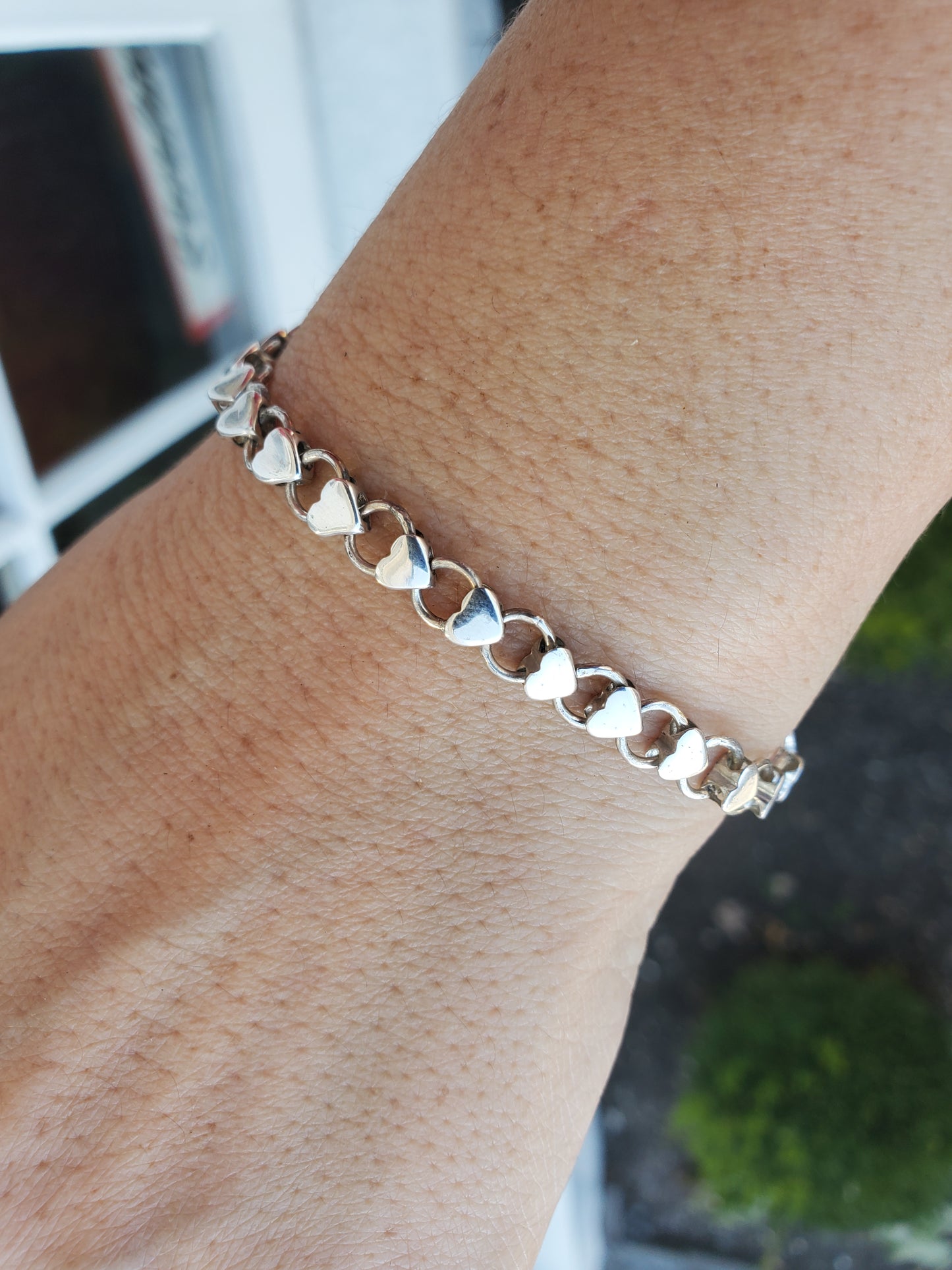 925 Sterling Silver Love ❤️ Links Chain Link Bracelet