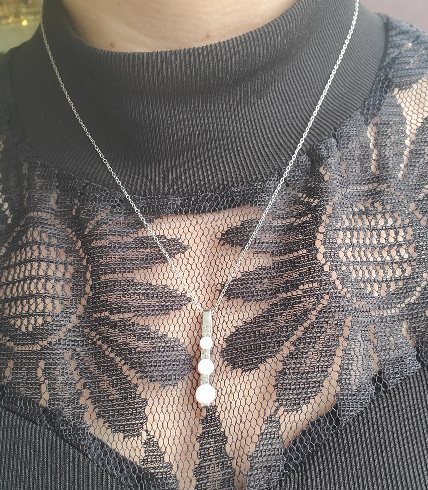 925 Sterling Silver Past Present Future Graduated Opal Necklace