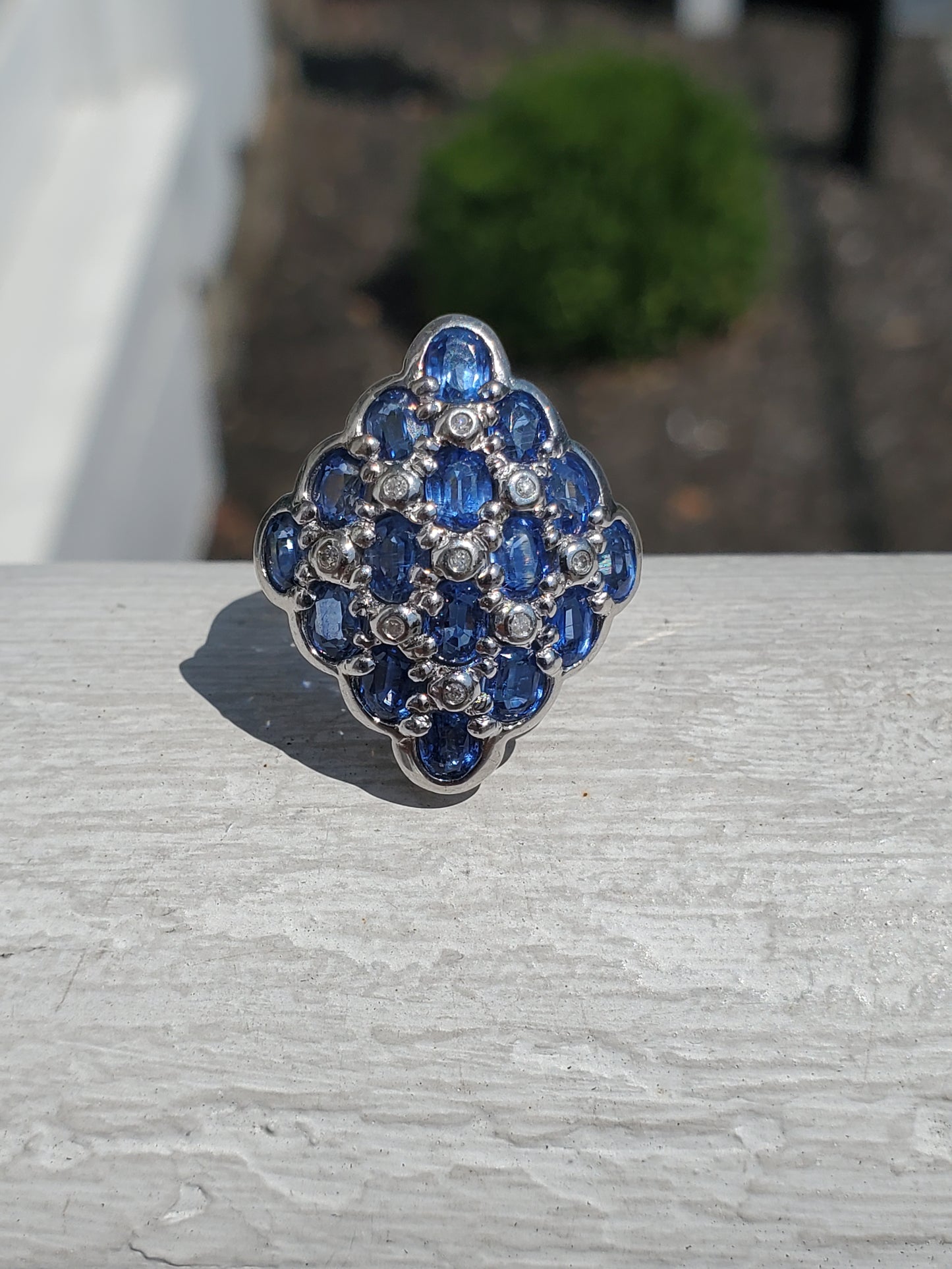 925 Sterling Silver Genuine Tanzanite Ladies Cluster Ring