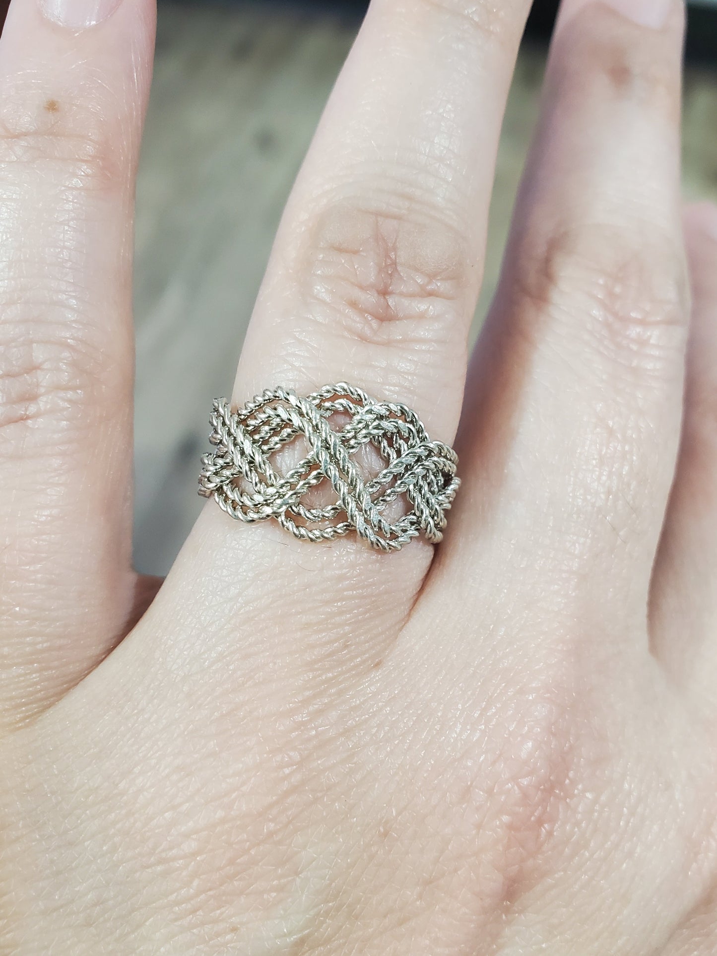 925 Sterling Silver 8-Band Twisted Cable Wire Puzzle Ring