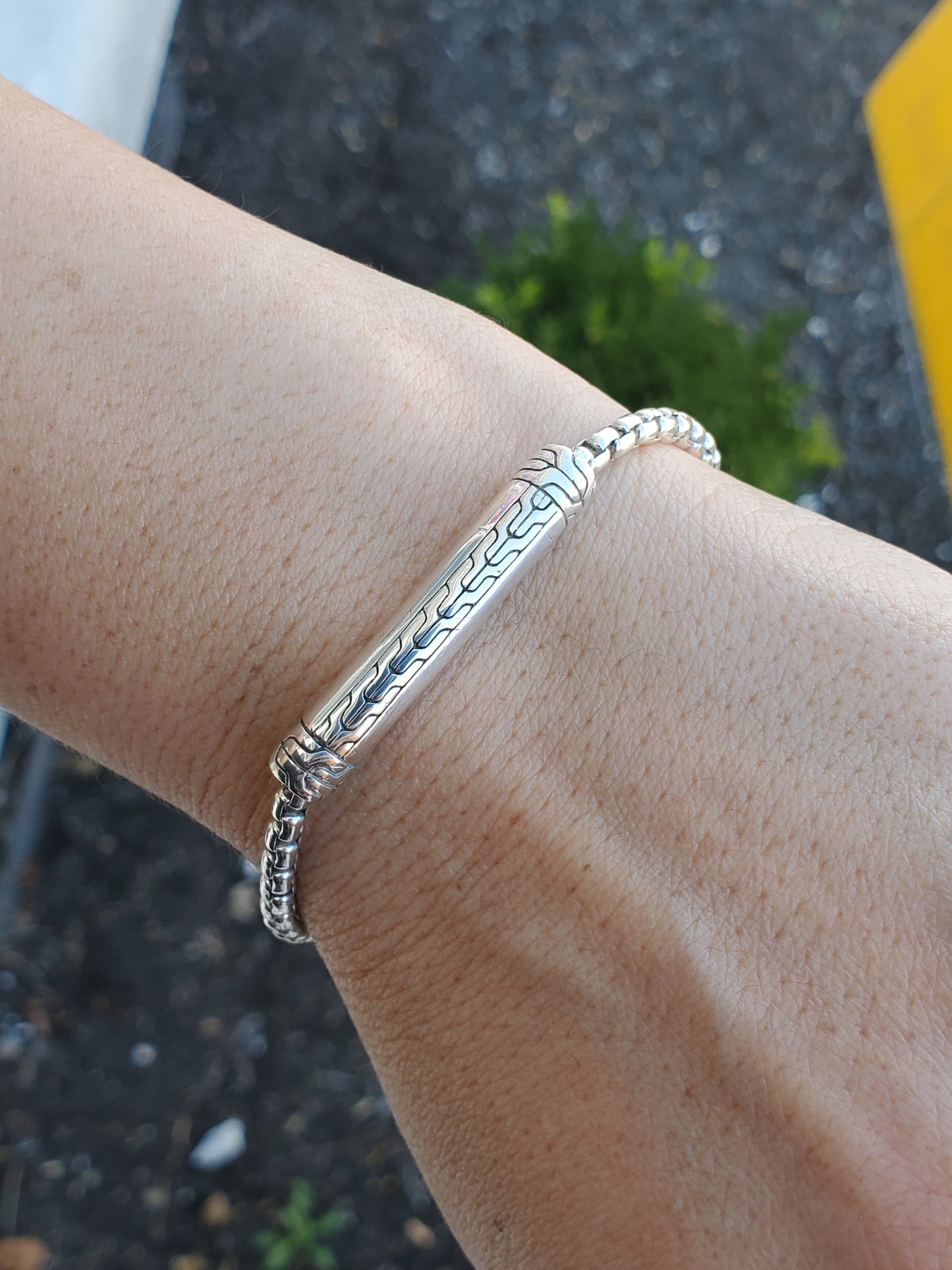 925 Sterling Silver Designer John Hardy Bar Cable Link Chain Bracelet
