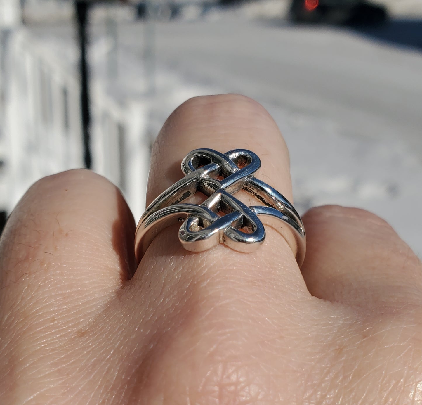 925 Sterling Silver Celtic Lovers Knot Infinity Ring