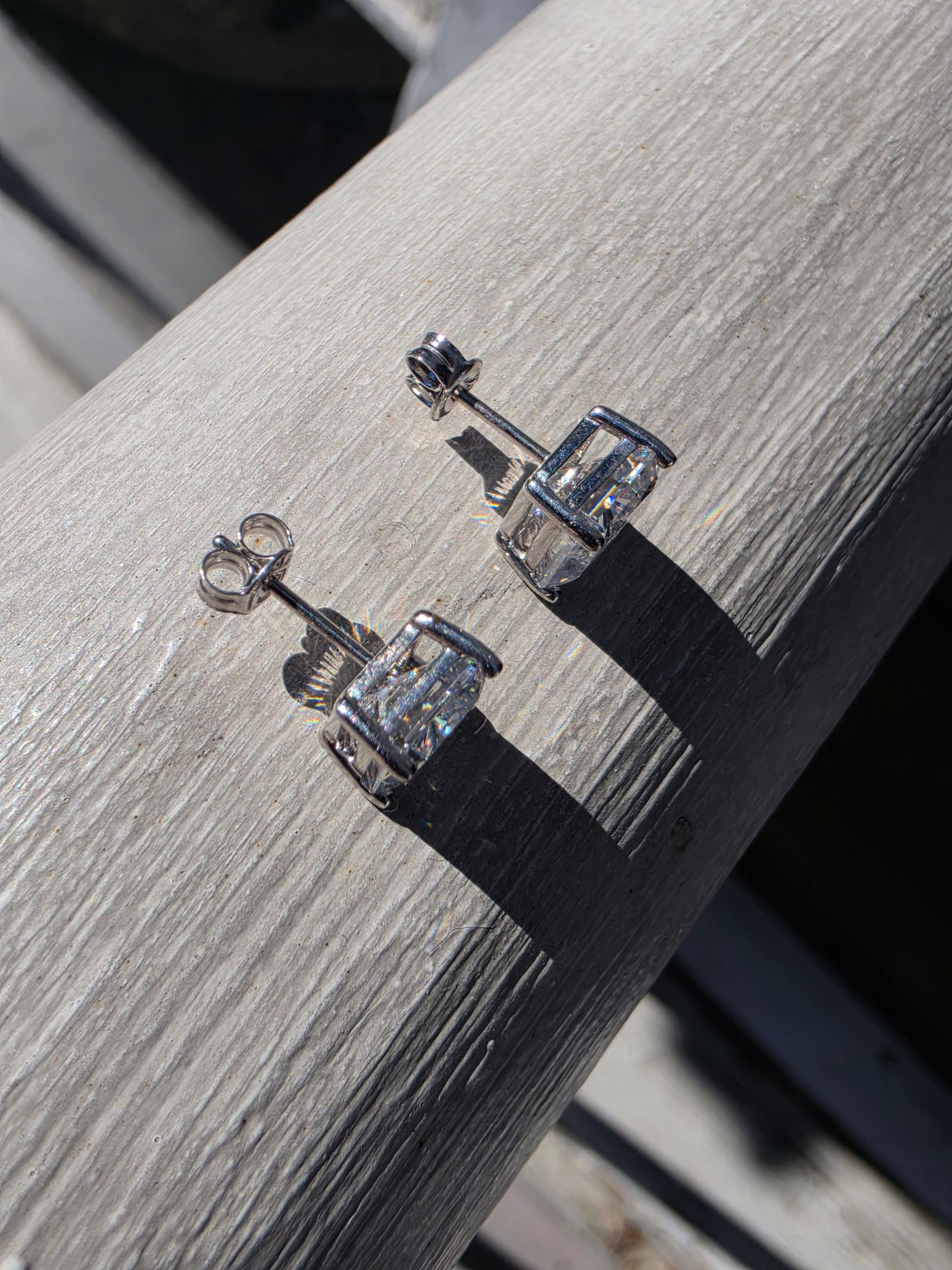 925 Sterling Silver 4 tcw Randiant Cut CZ Zirconia Stud Earrings