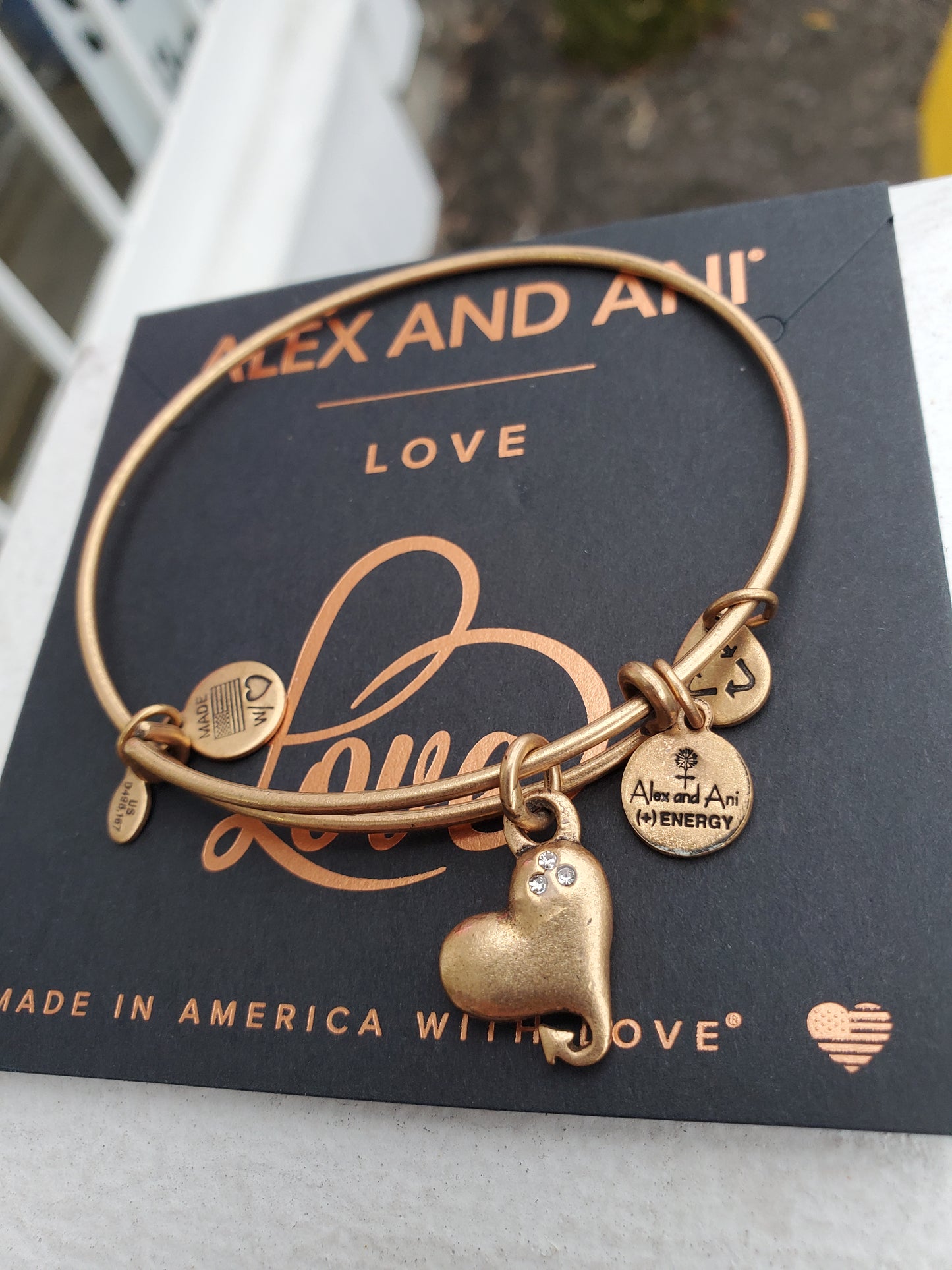 Alex and Ani Gold-tone Cupid Heart Love Charm Bracelet