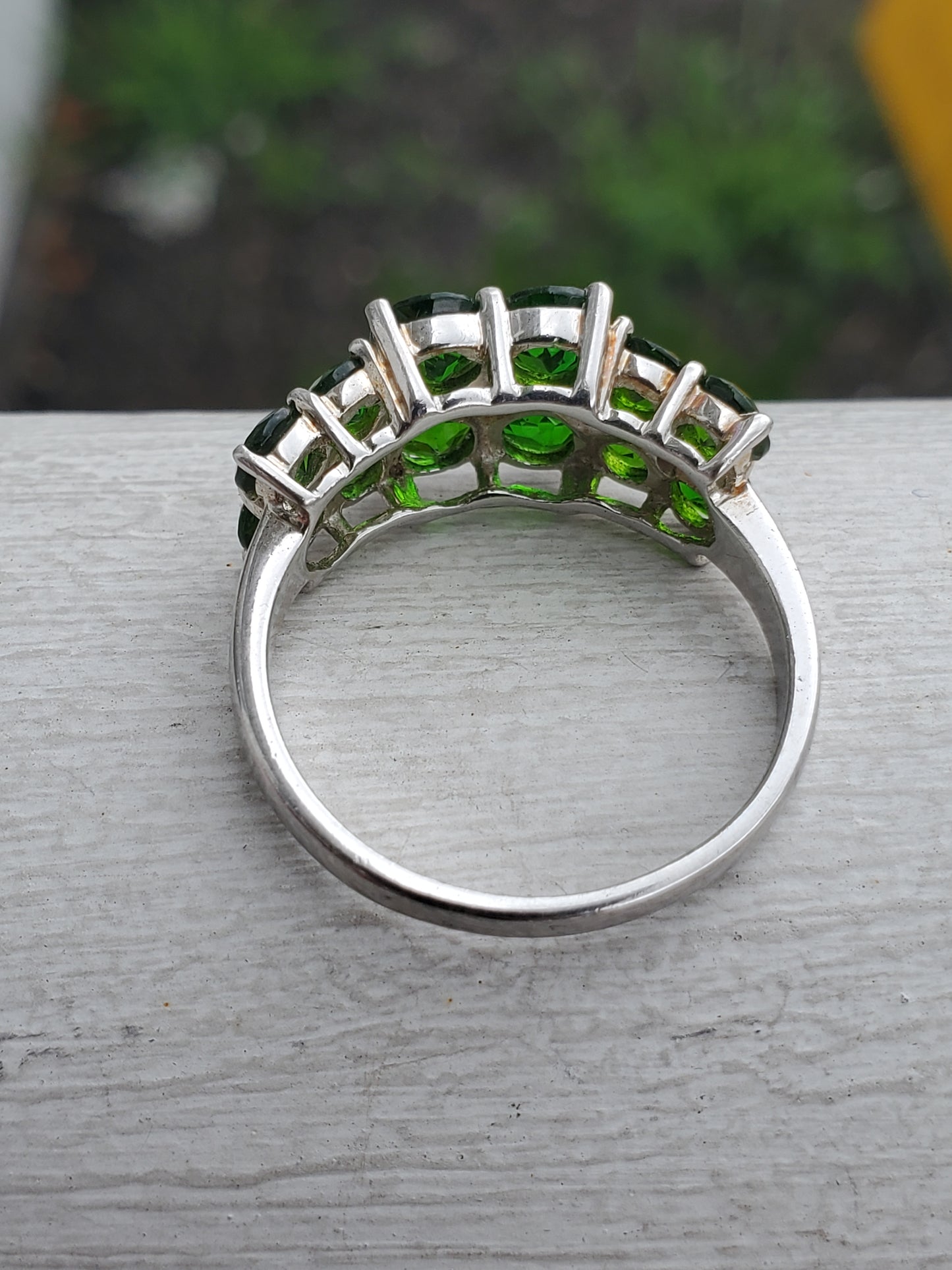 925 Sterling Silver Chrome Diopside Cluster Ring