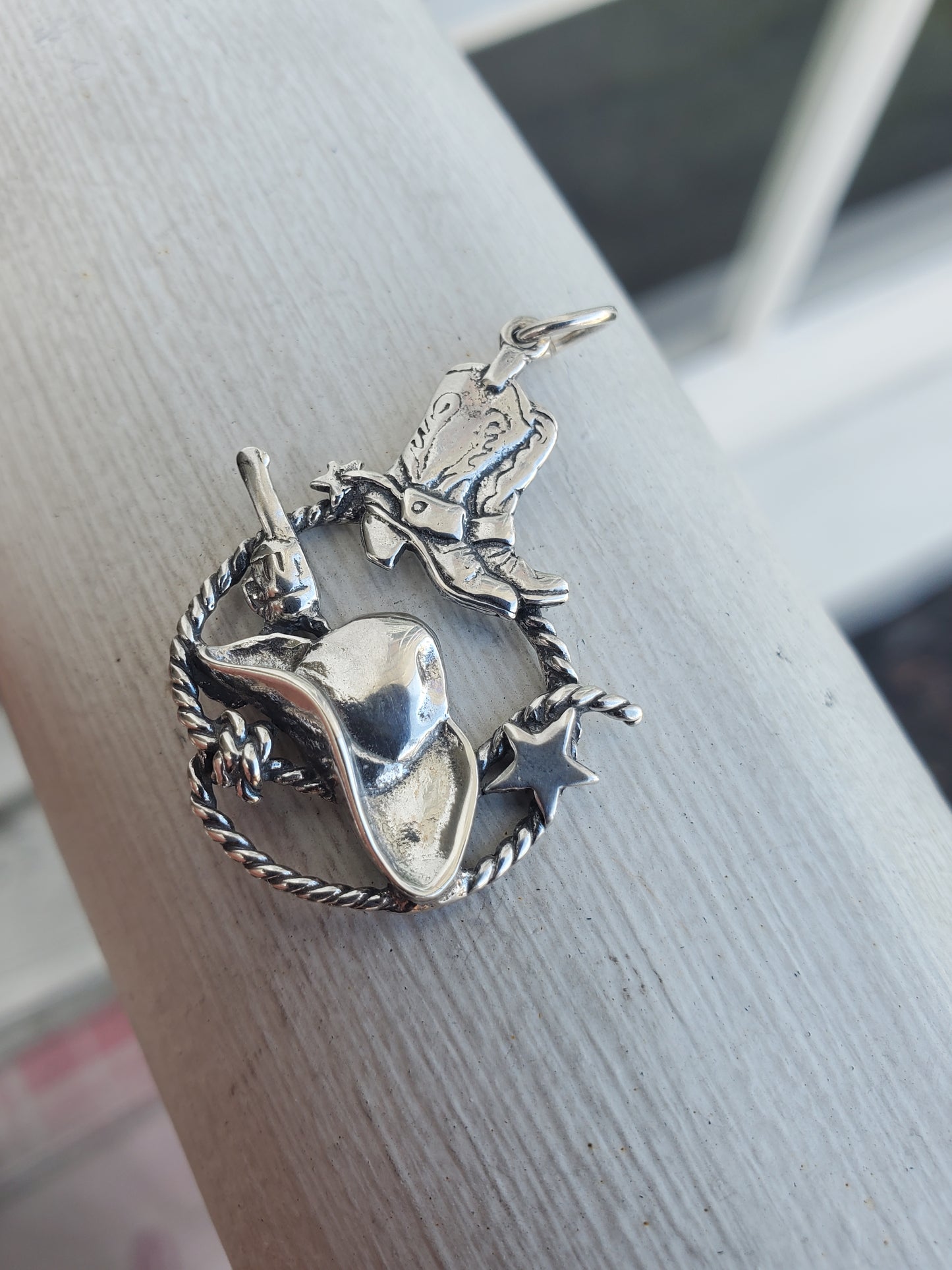 925 Sterling Silver Country Western Cowboy Southwest Charm Pendant