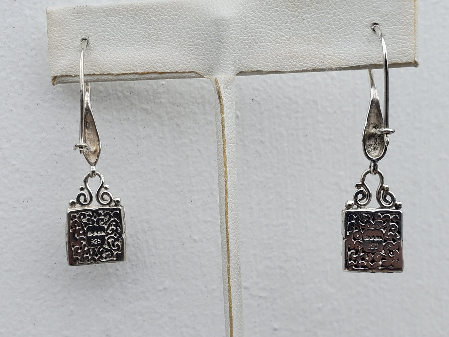 925 Sterling Silver Designer Sarda Blue Topaz Bali Filagre Dangling Earrings