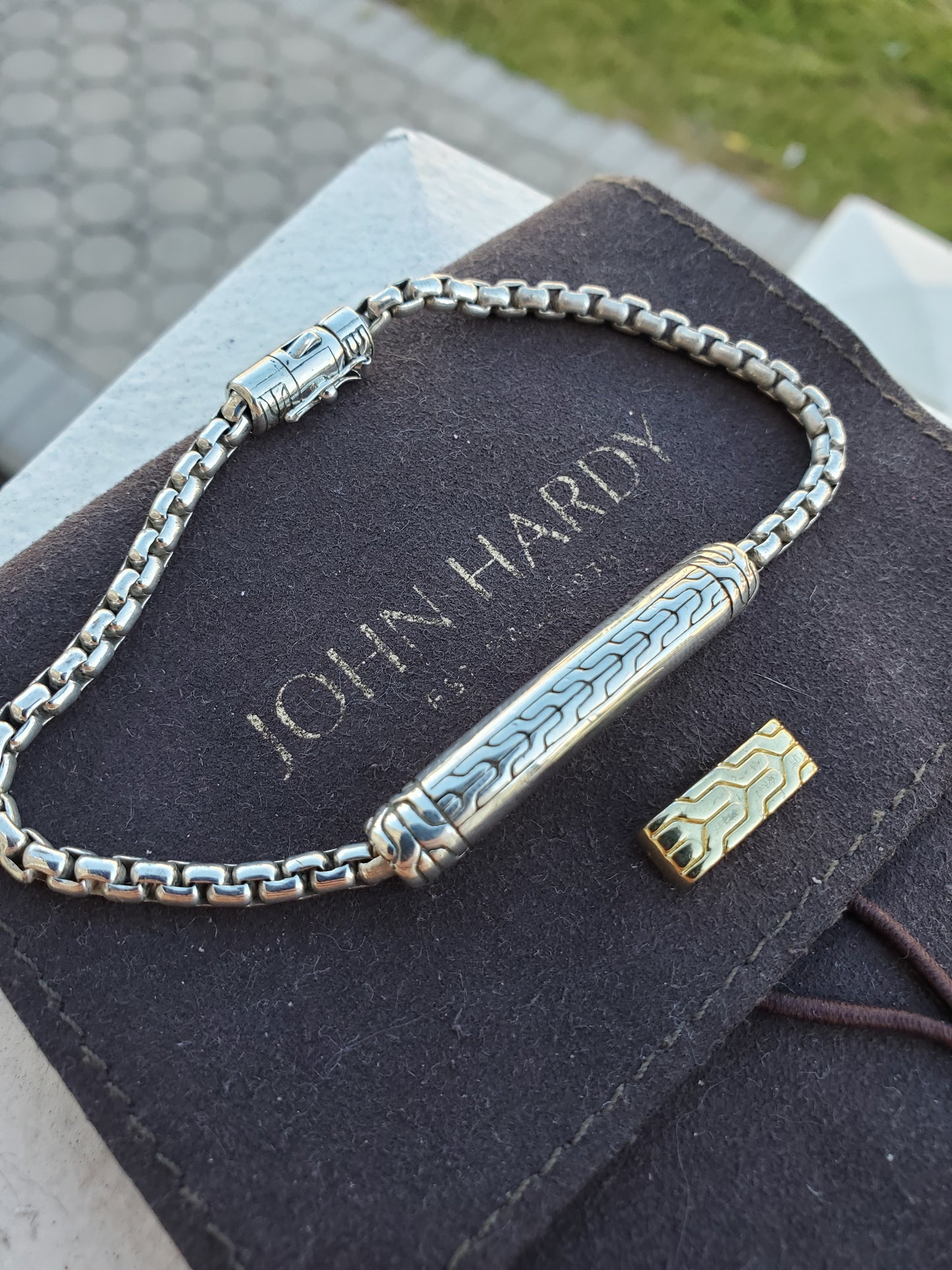 925 Sterling Silver Designer John Hardy Bar Cable Link Chain Bracelet
