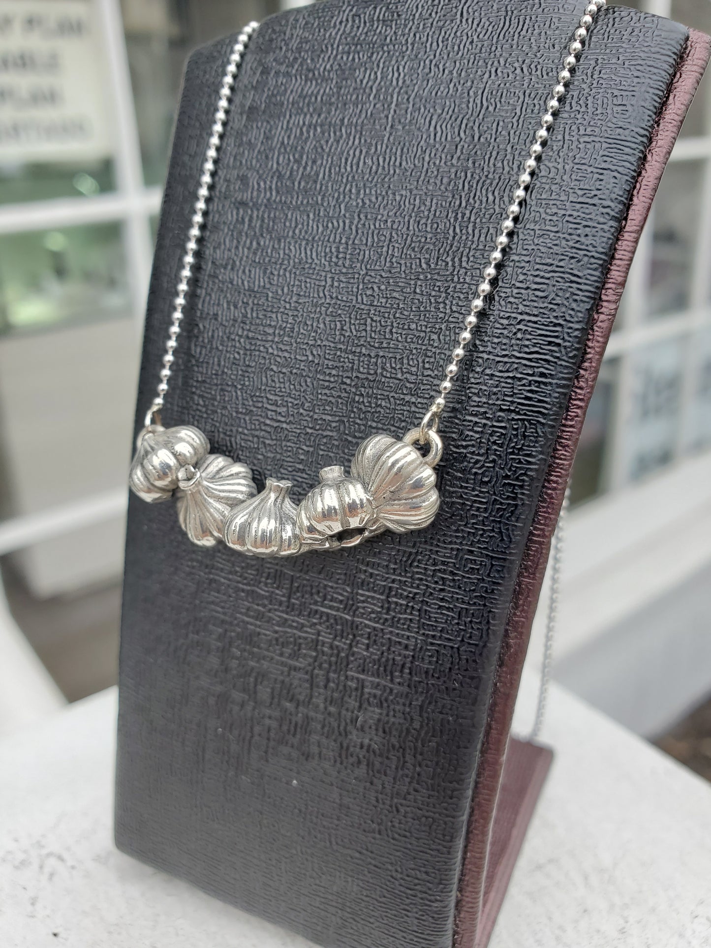 925 Sterling Silver Solid Garlic Clove Vampire Necklace
