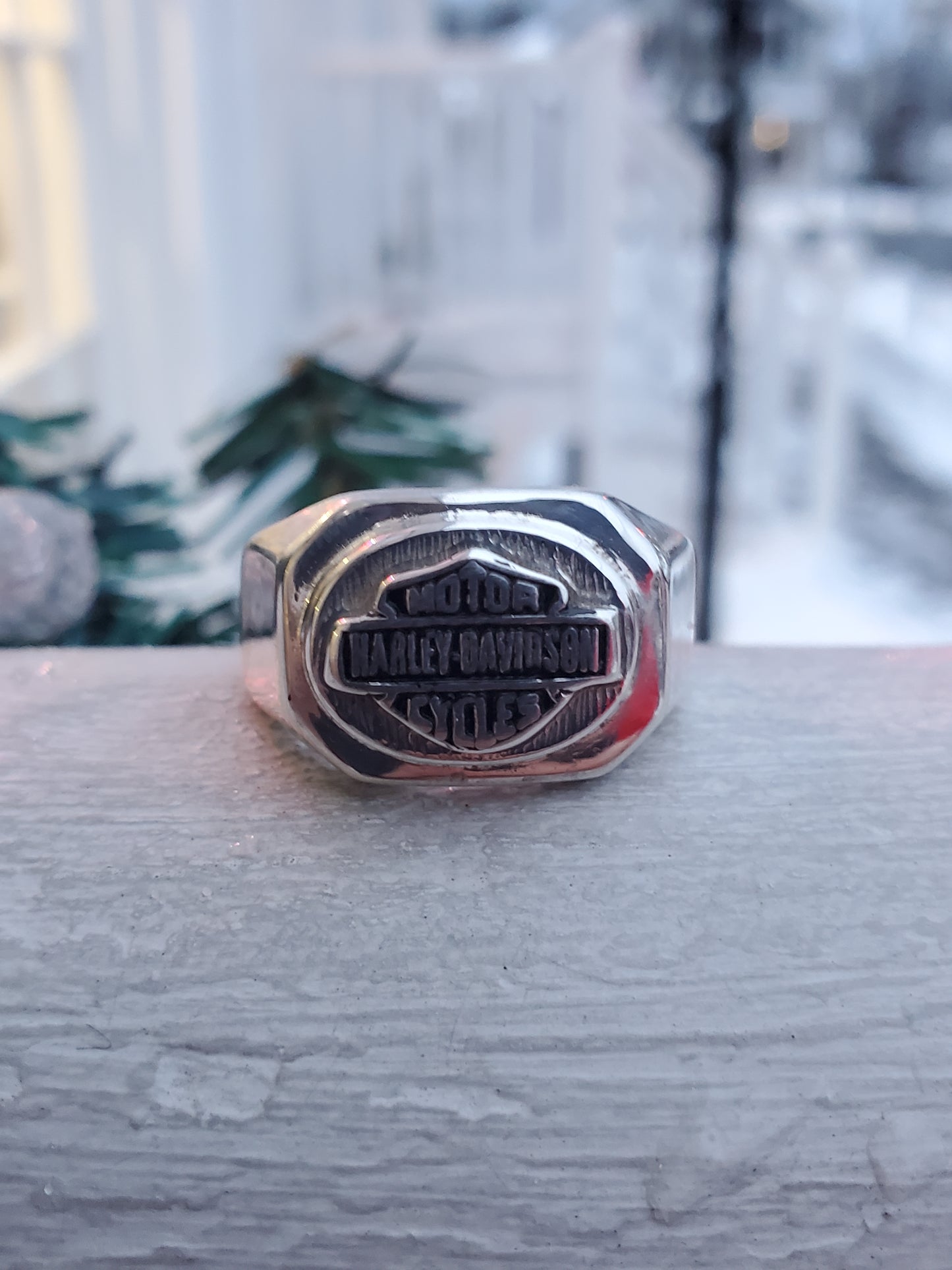 925 Sterling Silver Men's Motor Harley Davidson Cycles Biker Shield Ring