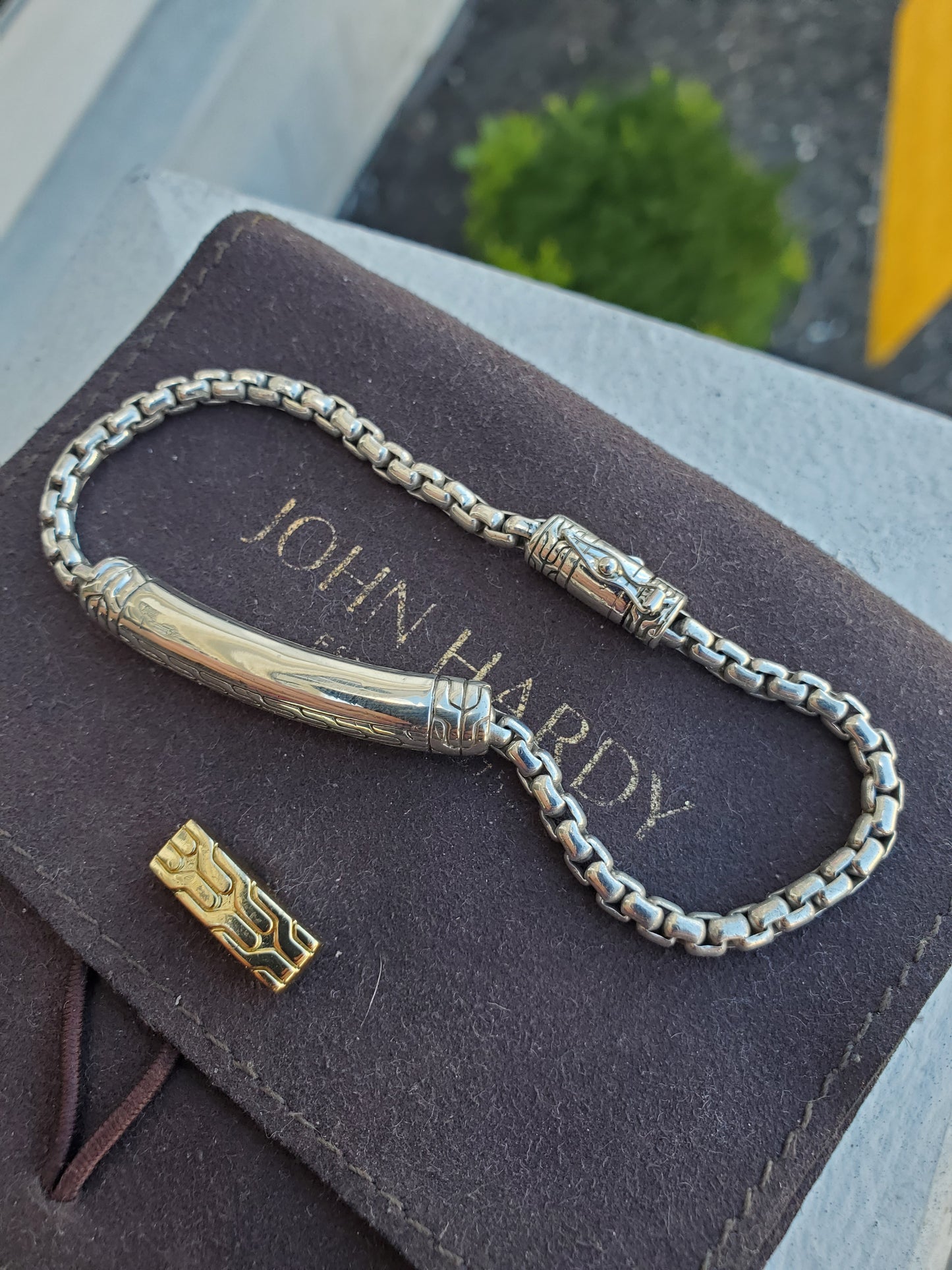 925 Sterling Silver Designer John Hardy Bar Cable Link Chain Bracelet