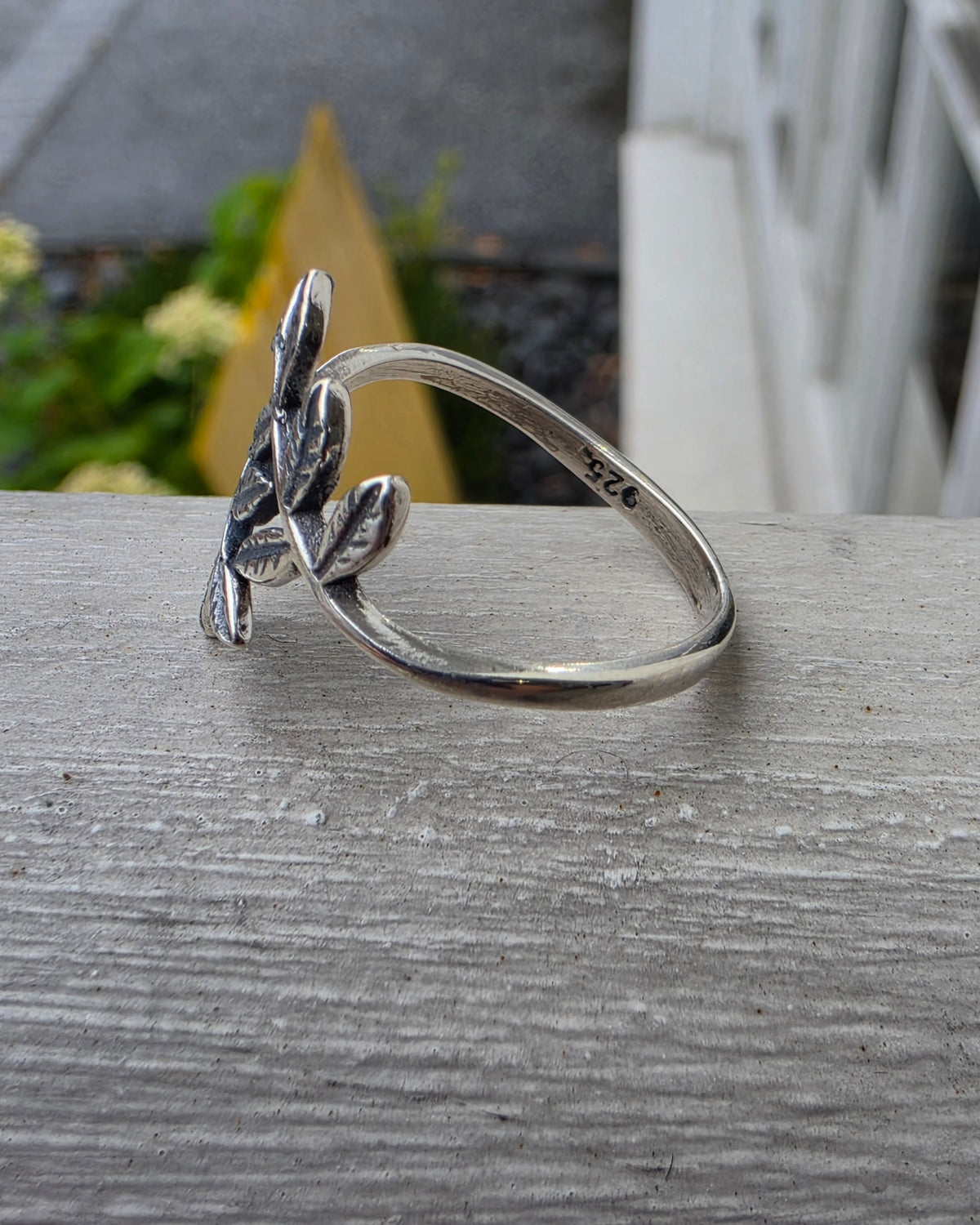925 Sterling Silver Ivy Leaf Bypass Wrap Ring