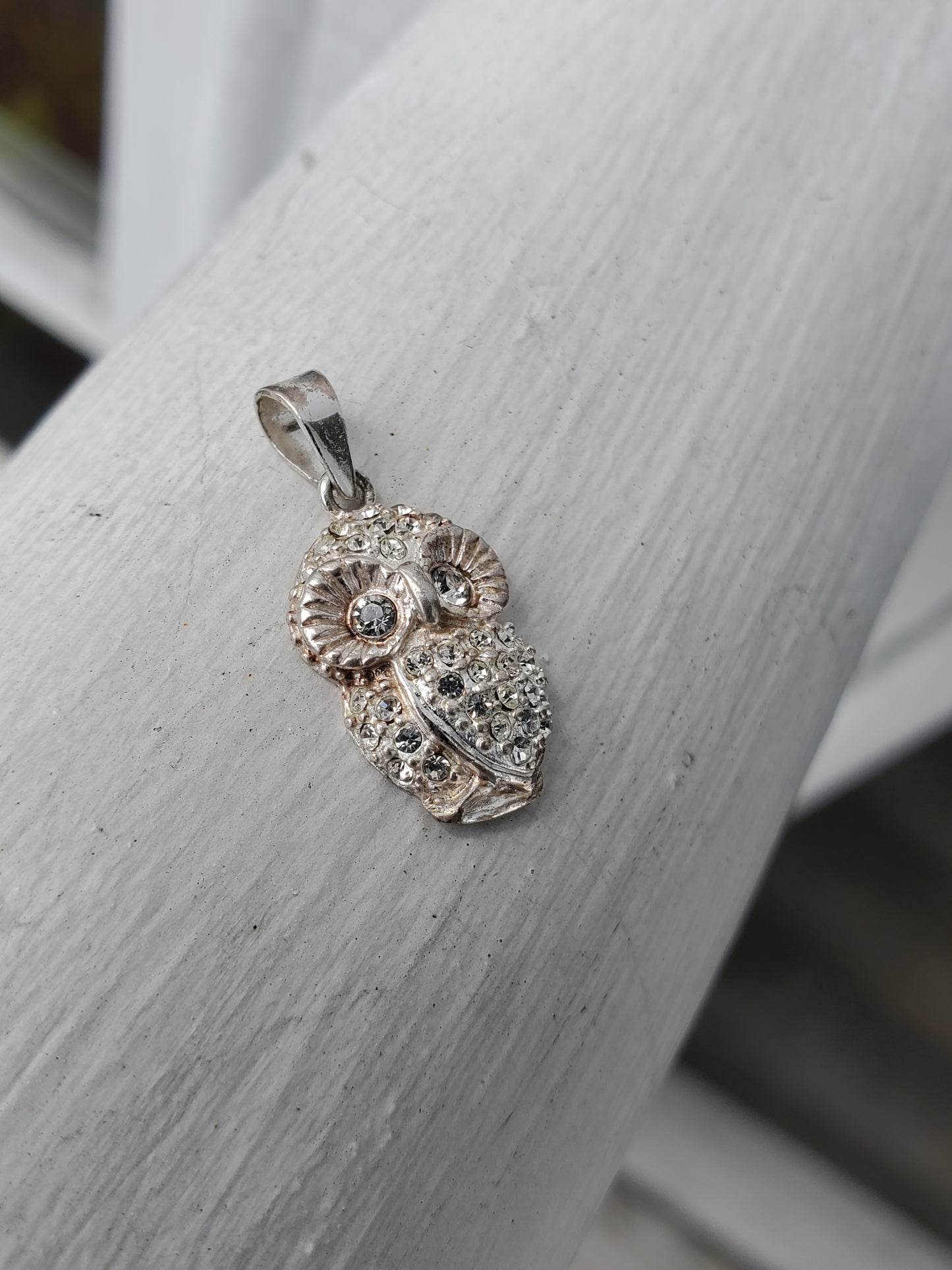 925 Sterling Silver Petite Owl CZ Zirconia Pendant Charm