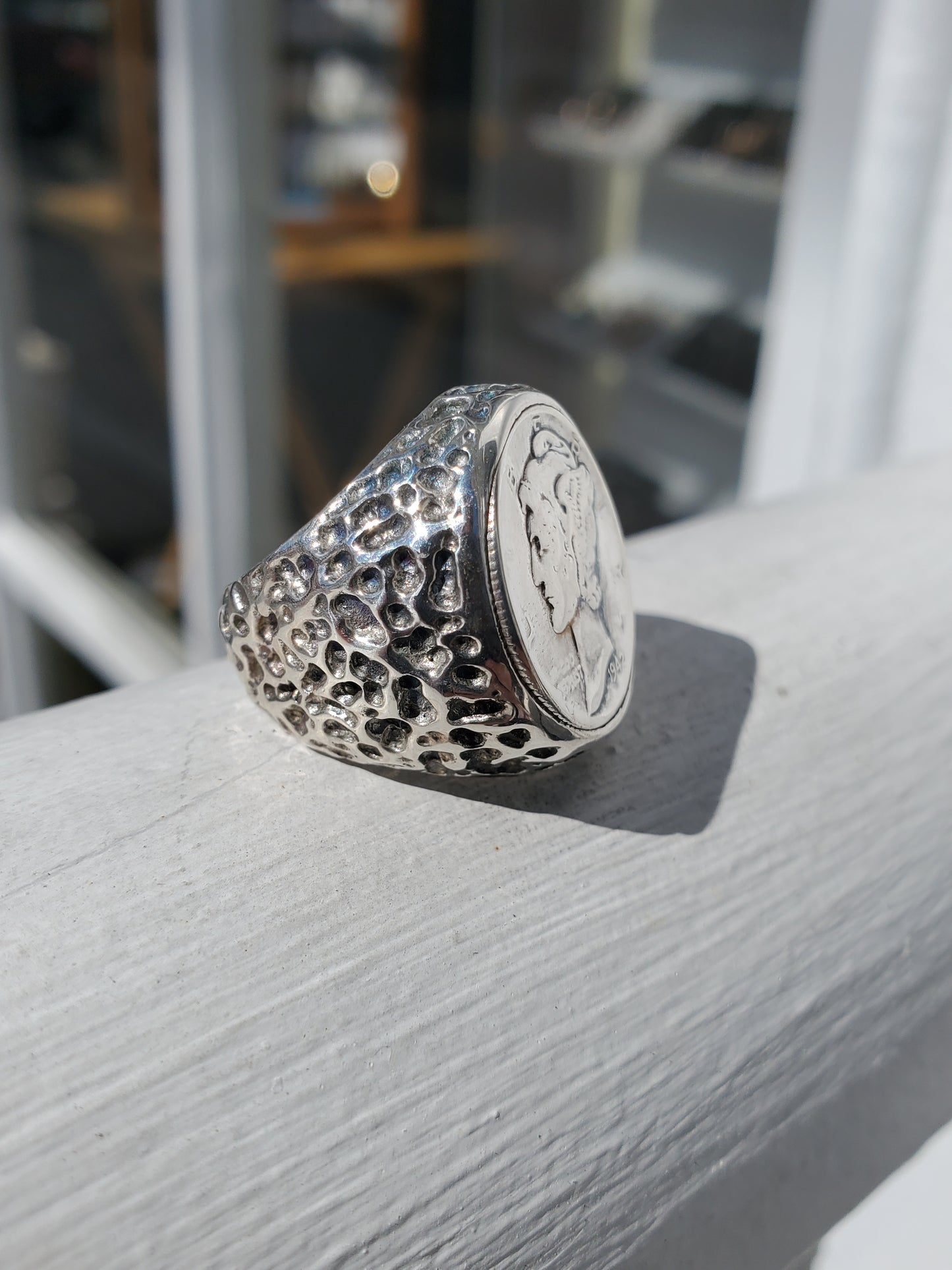 925 Sterling Silver 1942 Mercury Dime Signet Ring