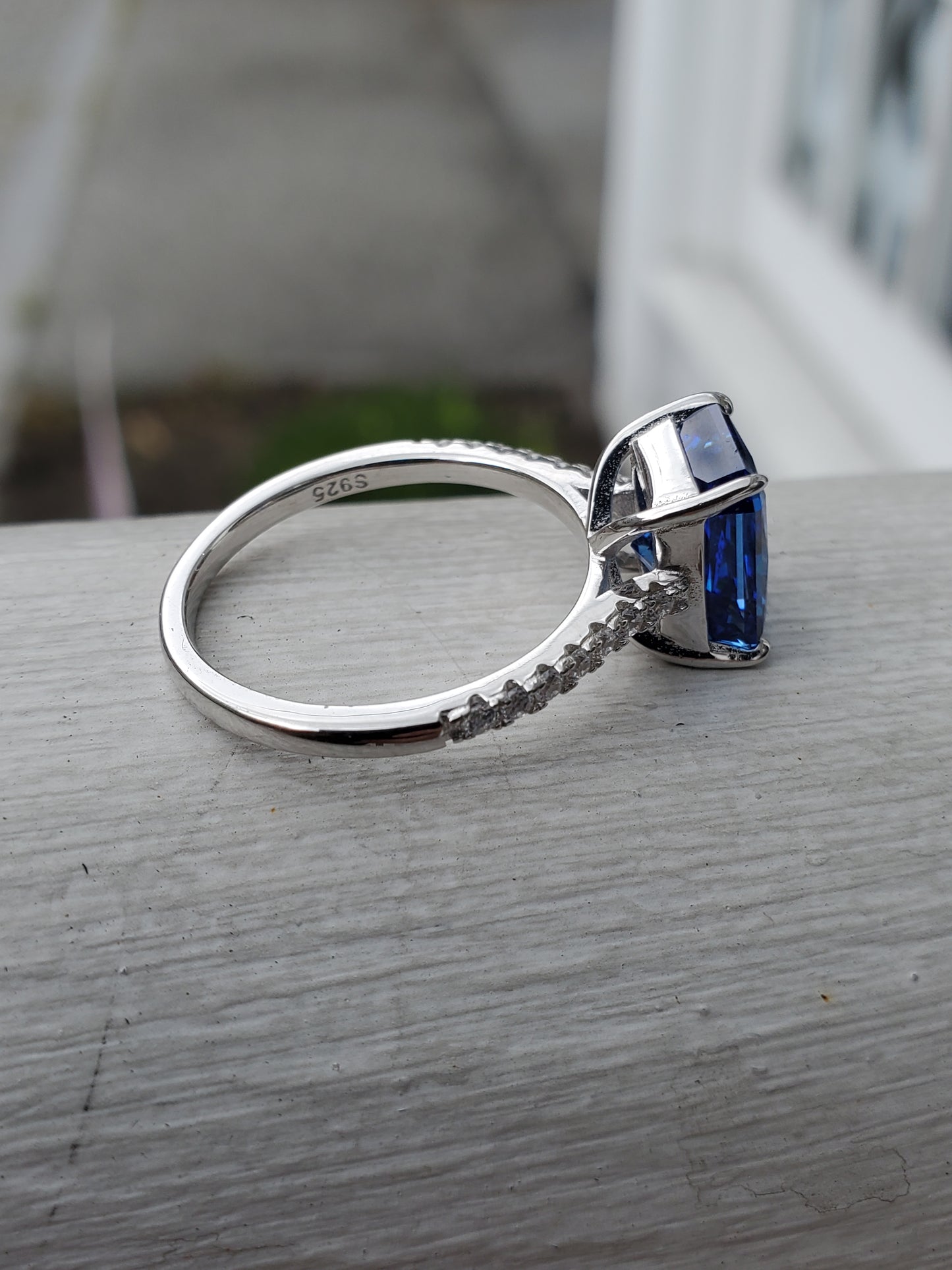 925 Sterling Silver "Frozen Elegance" Simulated Tanzanite and Zirconia Statement Ring