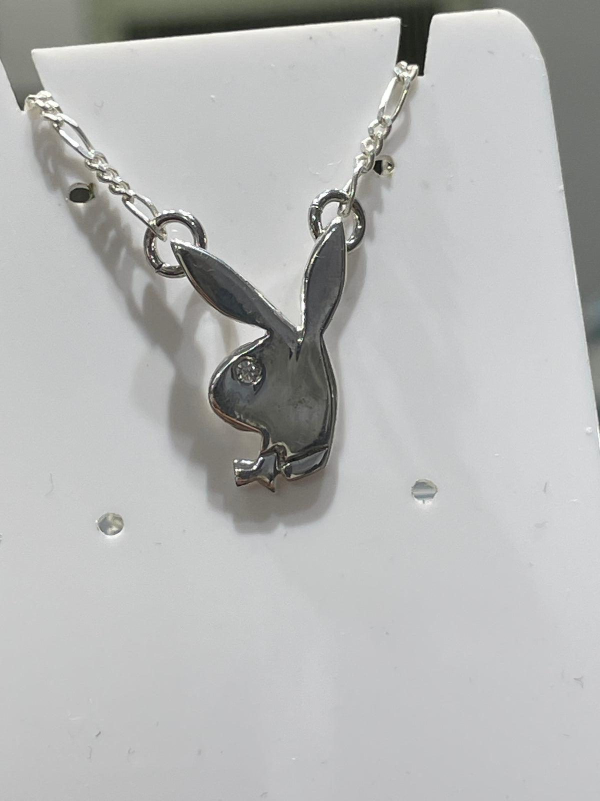 925 Sterling Silver Vintage Playboy Bunny Charm Pendant Necklace