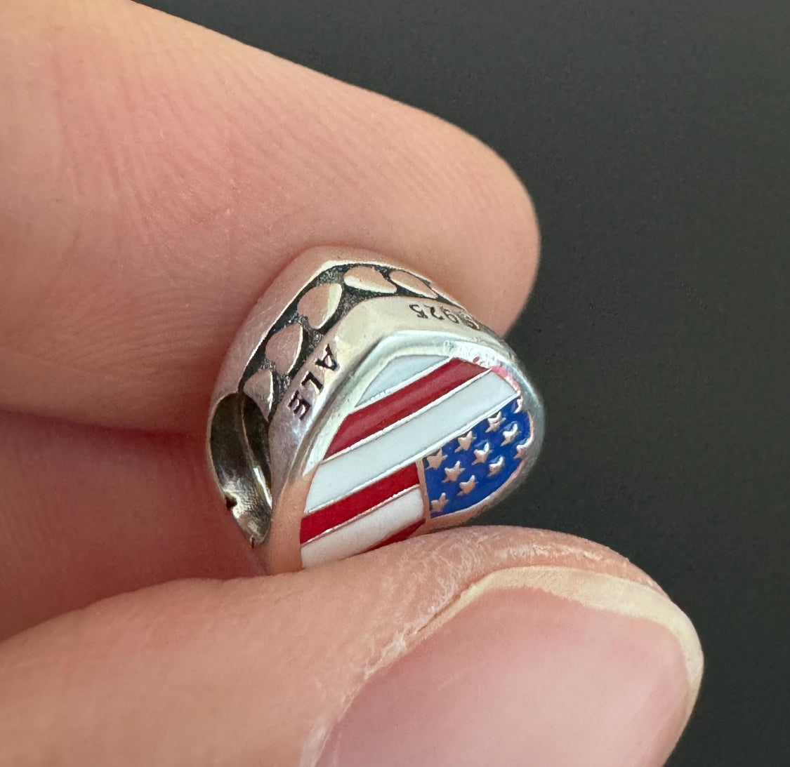 Pandora State of Rhode Island Exclusive State & Country USA Flag Reversible Heart Travel Charm